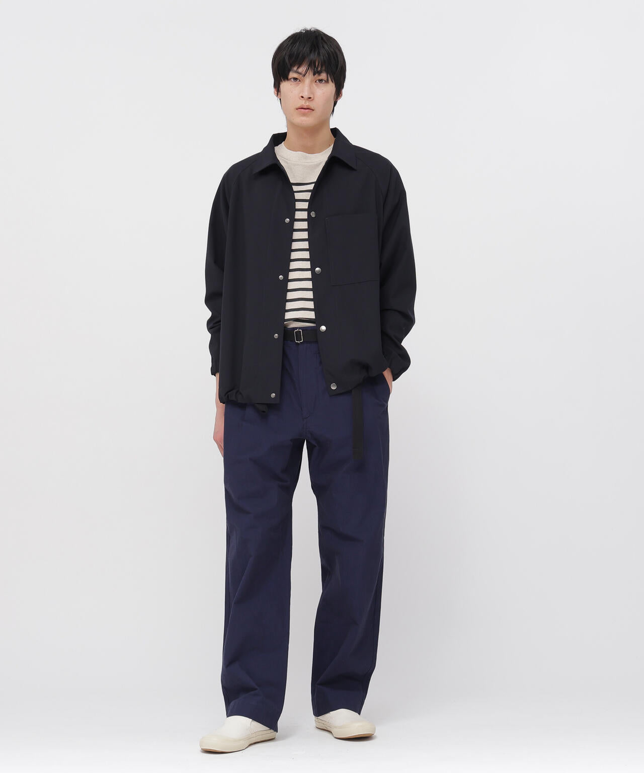 CRISP COTTON CHAMBRAY TROUSERS