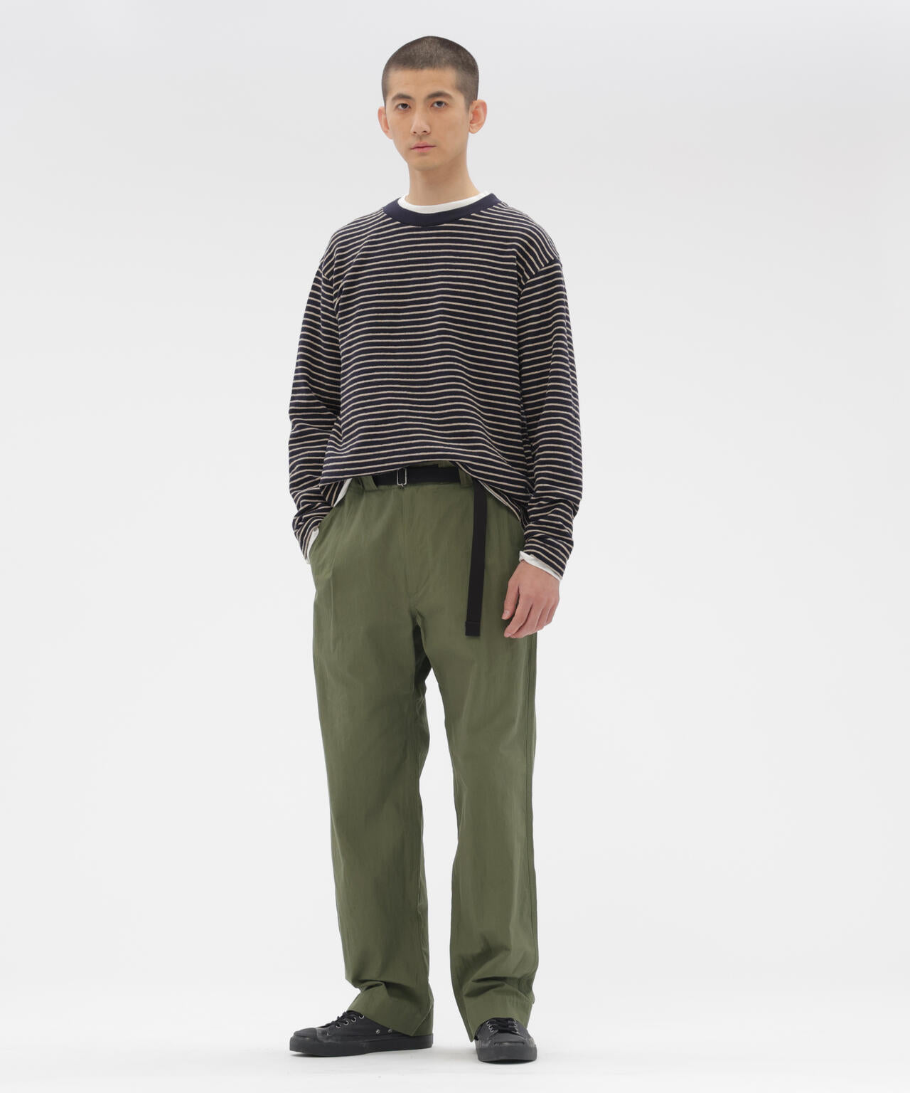 CRISP COTTON CHAMBRAY TROUSERS