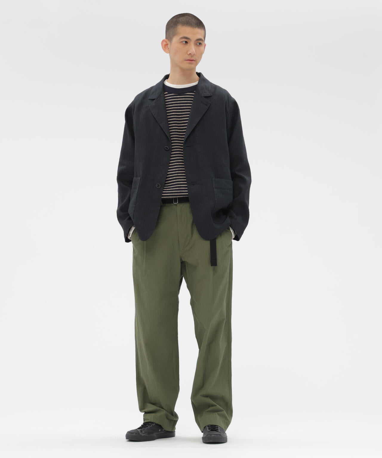 CRISP COTTON CHAMBRAY TROUSERS