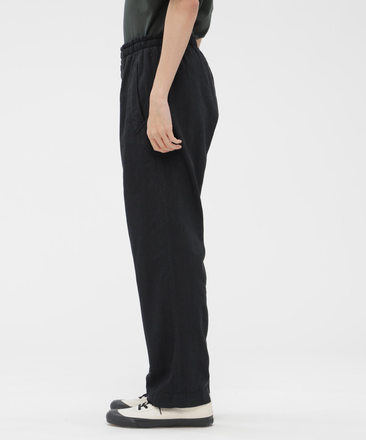 FADED LINEN COTTON PLAINWEAVE TROUSERS