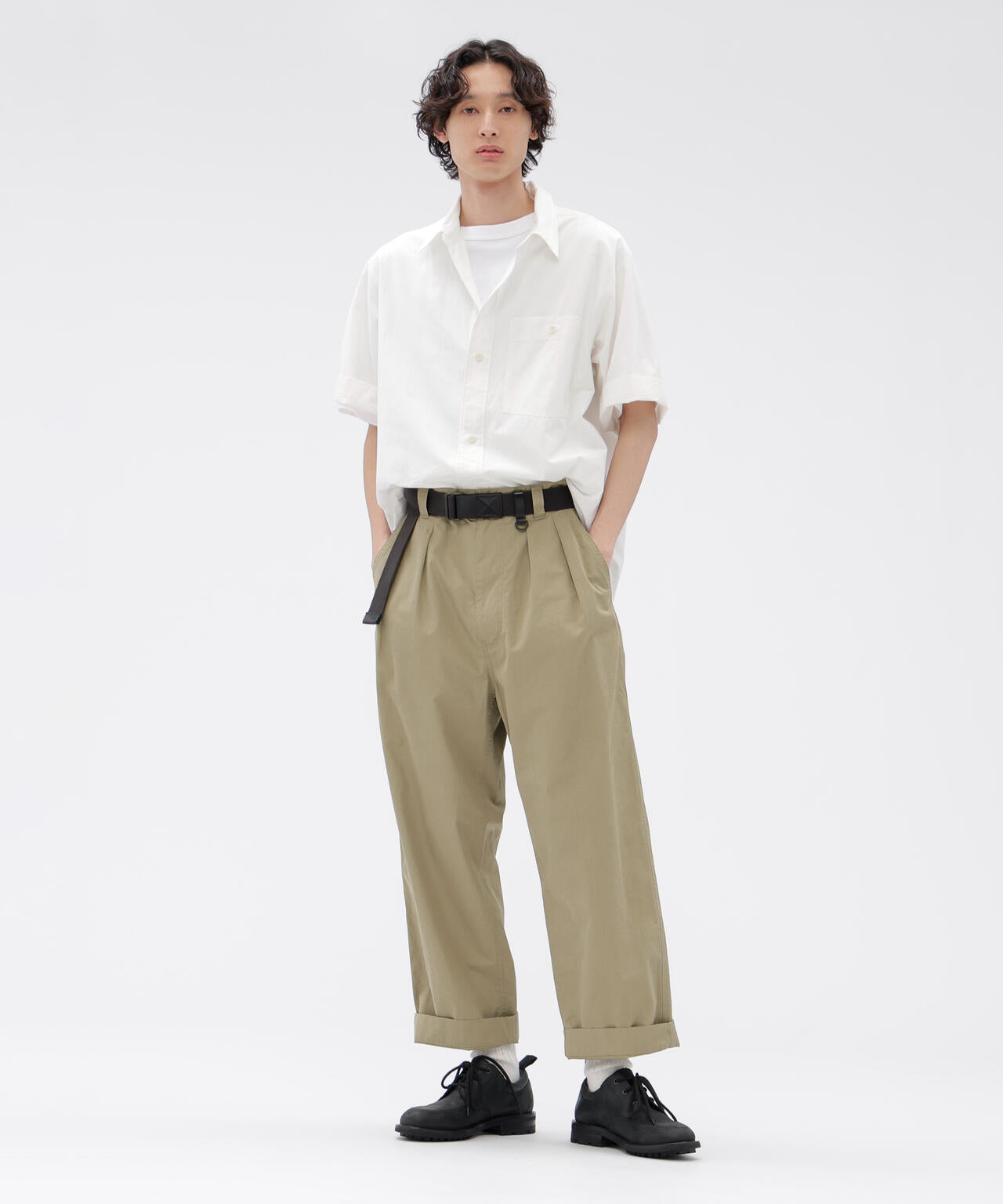 FINE COMPACT COTTON POPLIN TROUSERS