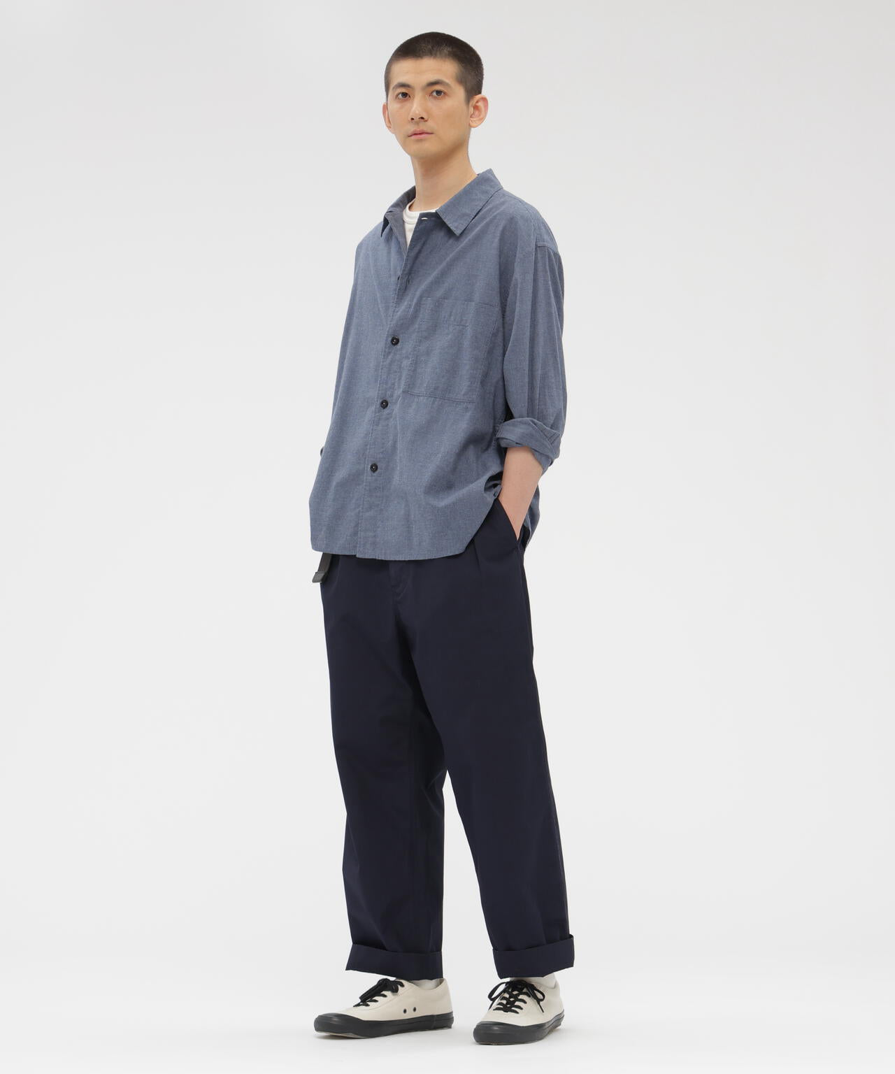 FINE COMPACT COTTON POPLIN TROUSERS