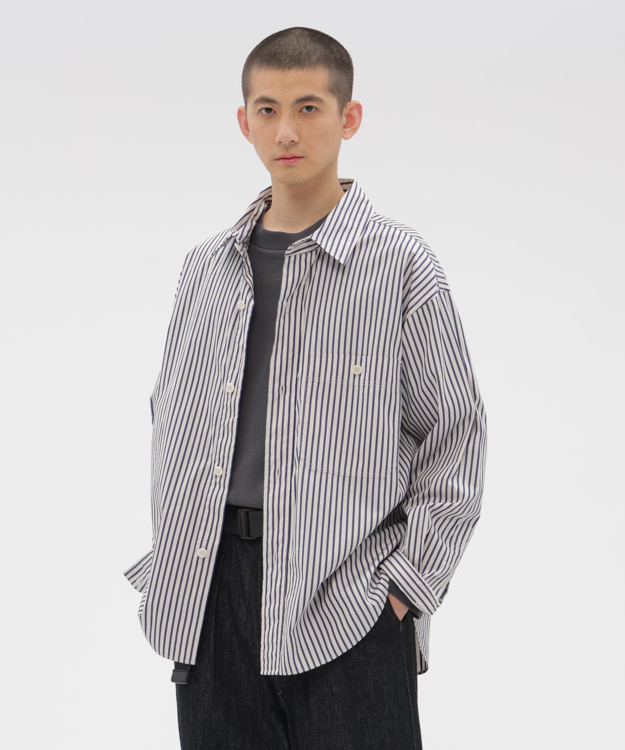 マーガレットハウエル 2023新型 ストライプ 長袖 シャツ LOOK掲載 希少 VINTAGE COMPACT COTTON STRIPE SHIRT | MARGARET HOWELL