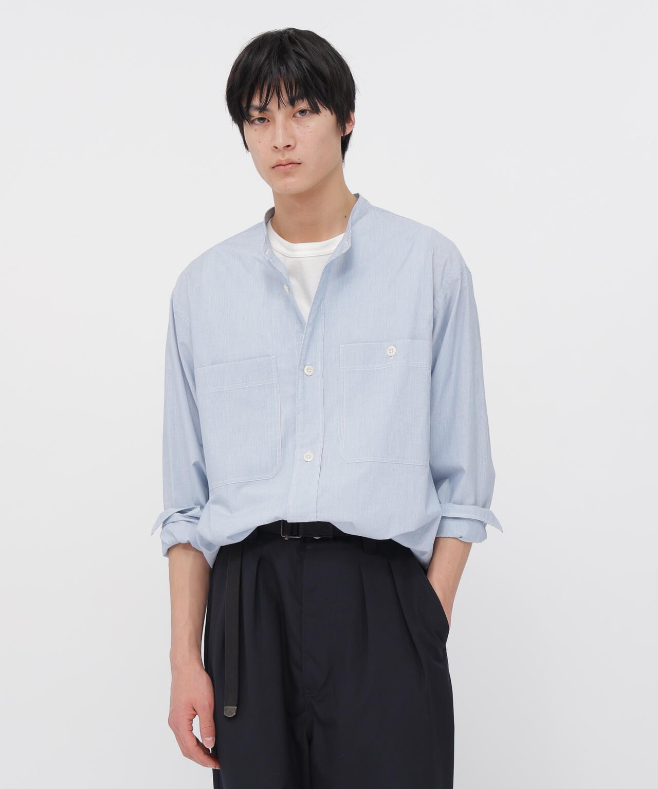 WORN COTTON HAIRLINE STRIPE SHIRT