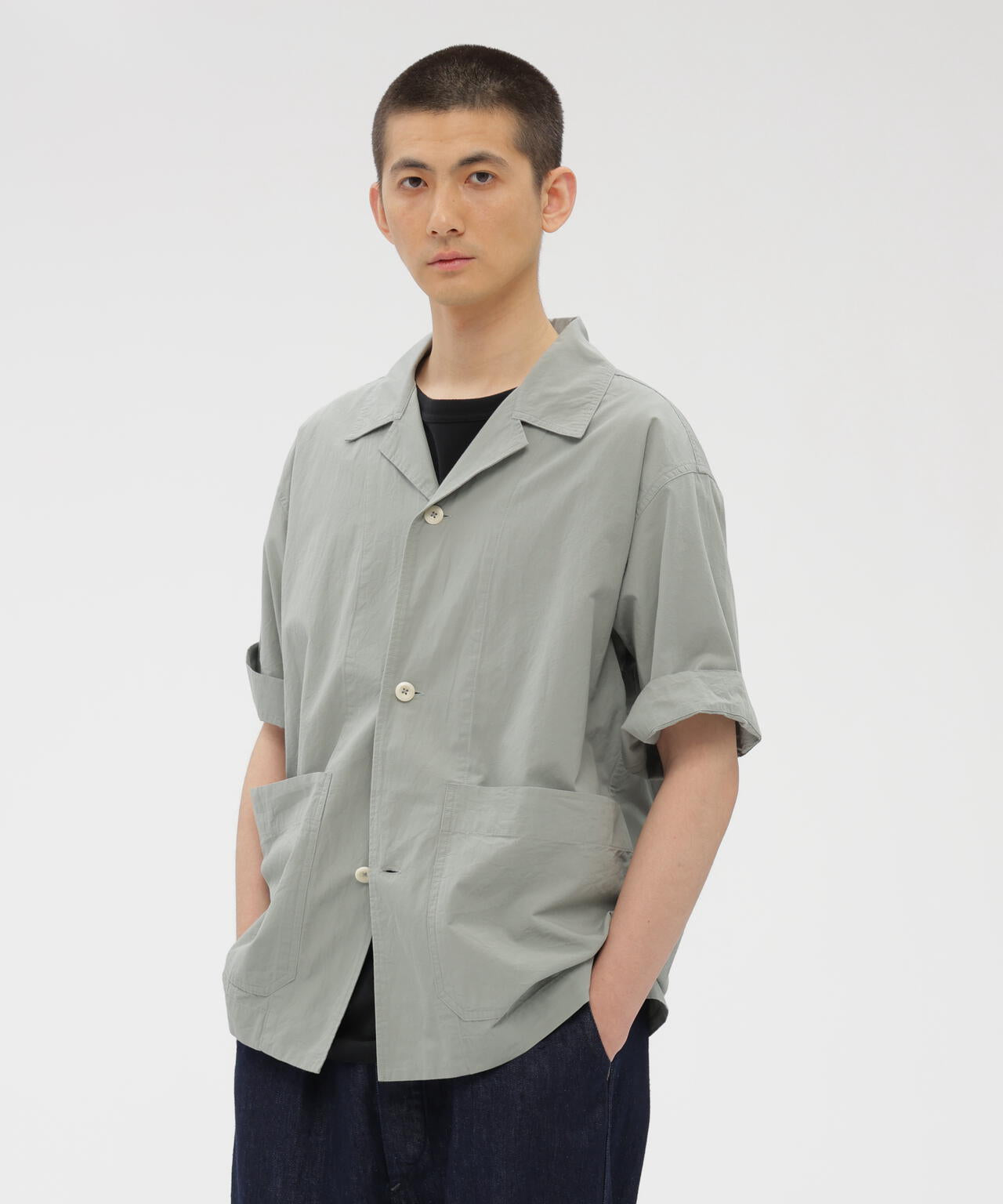 SANDED COTTON LINEN SHIRT