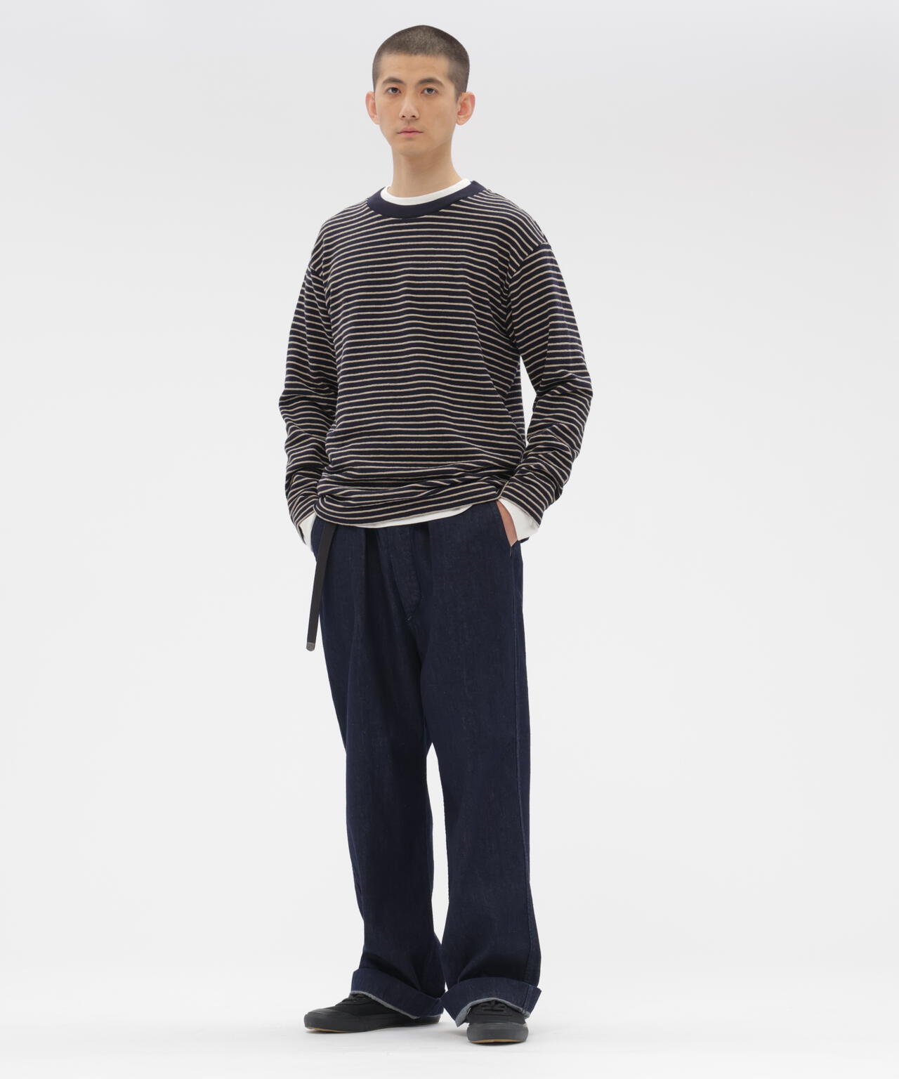 TEXTURED COTTON STRIPE TOP