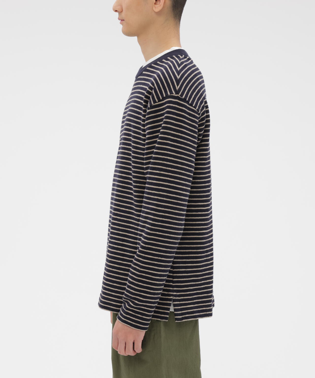 TEXTURED COTTON STRIPE TOP