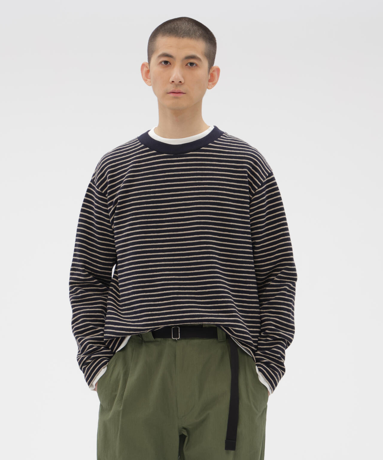 TEXTURED COTTON STRIPE TOP