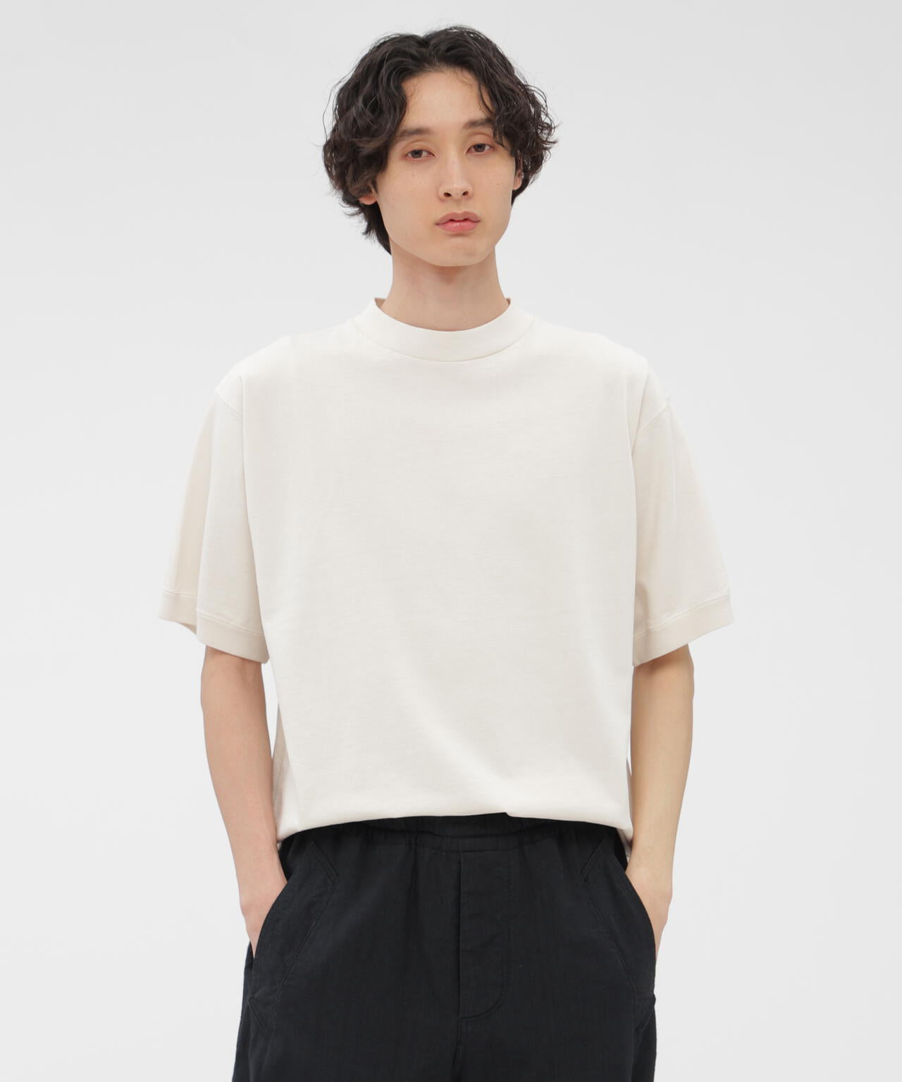 GARMENT DYED TOUGH COTTON LINEN JERSEY TOP