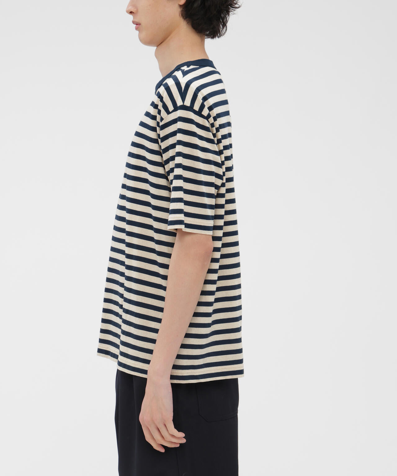 COTTON LINEN STRIPE JERSEY TOP
