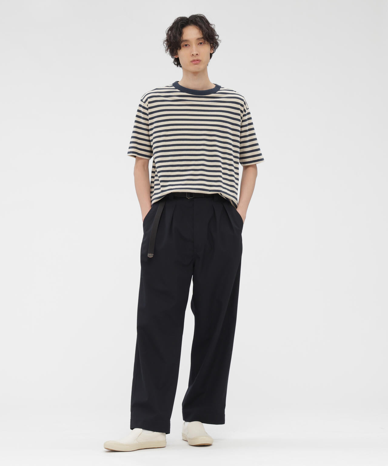 COTTON LINEN STRIPE JERSEY TOP