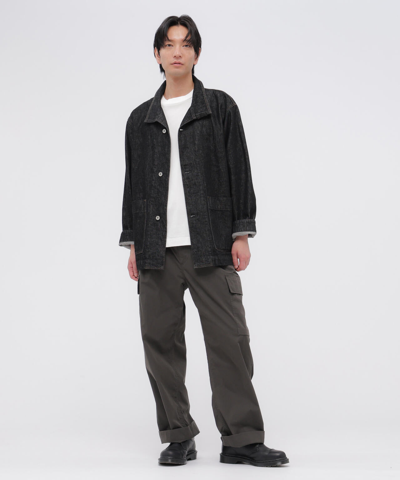 WASHED COTTON NYLON TROUSERS