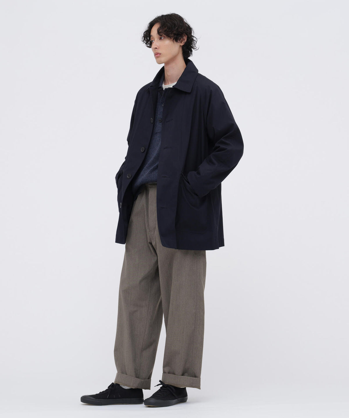 WOOL COTTON TWILL TROUSERS