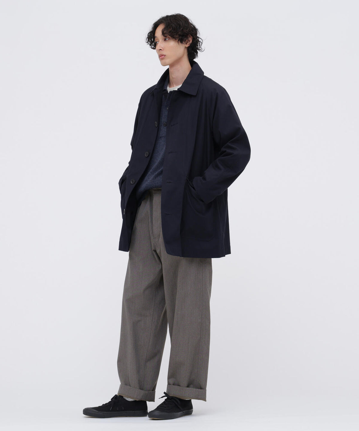 WOOL COTTON TWILL TROUSERS
