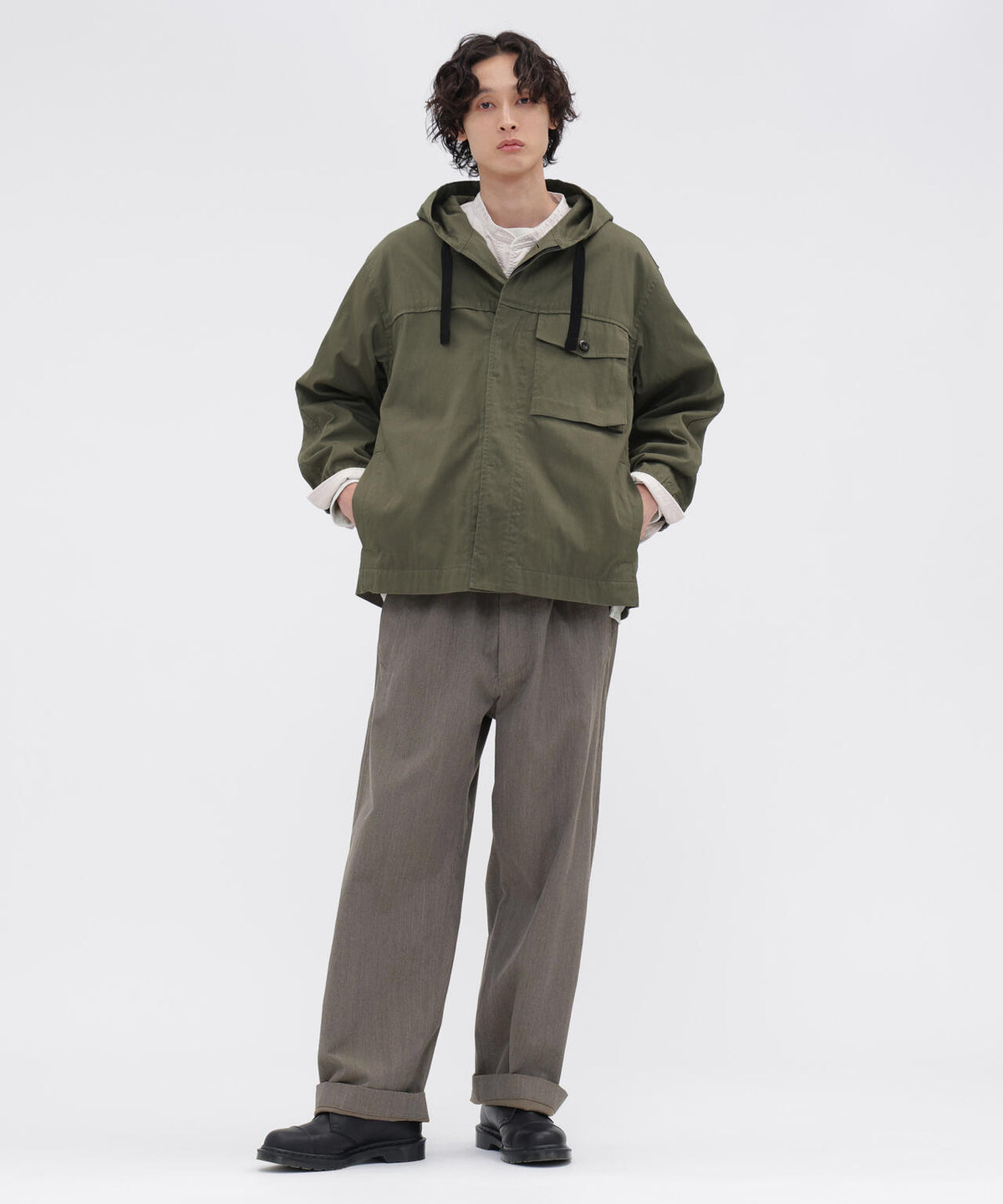 WOOL COTTON TWILL TROUSERS