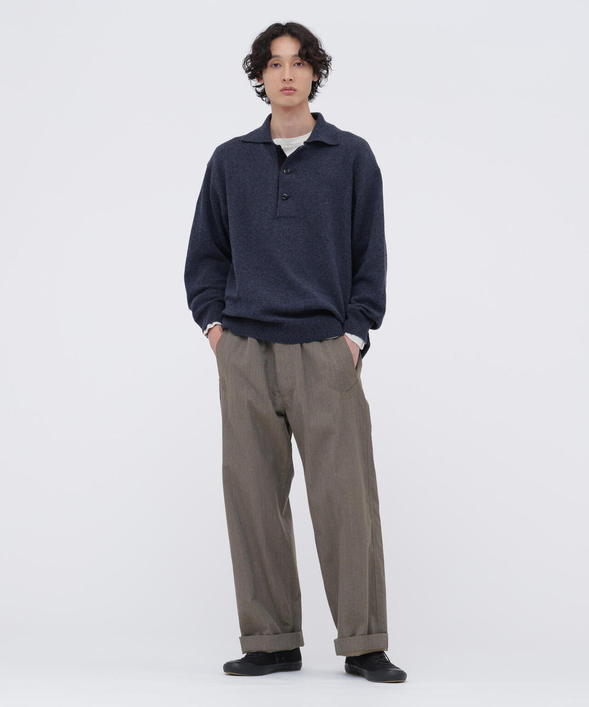 WOOL COTTON TWILL TROUSERS