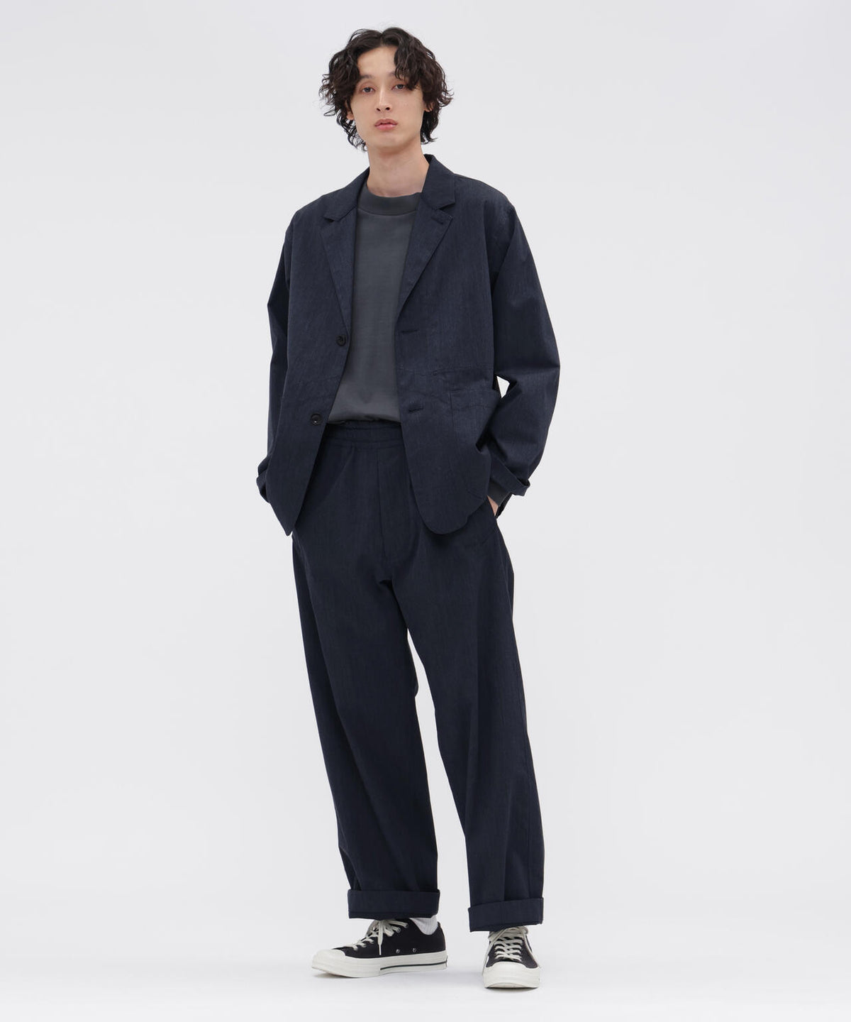 WOOL COTTON TWILL TROUSERS