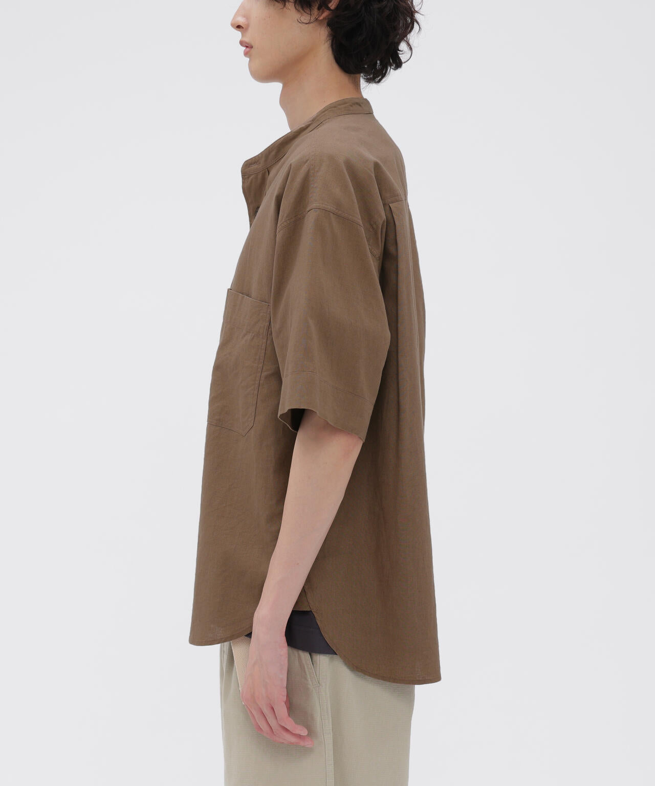 SURFACE DYED COTTON LINEN SHIRT