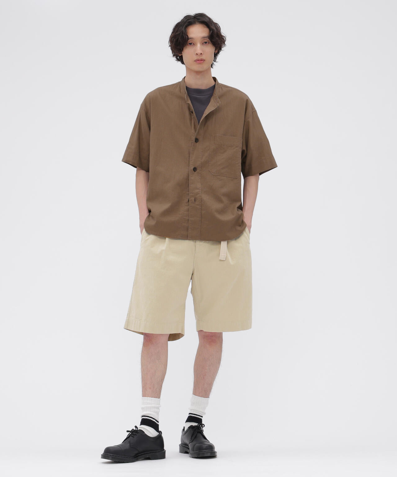 SURFACE DYED COTTON LINEN SHIRT