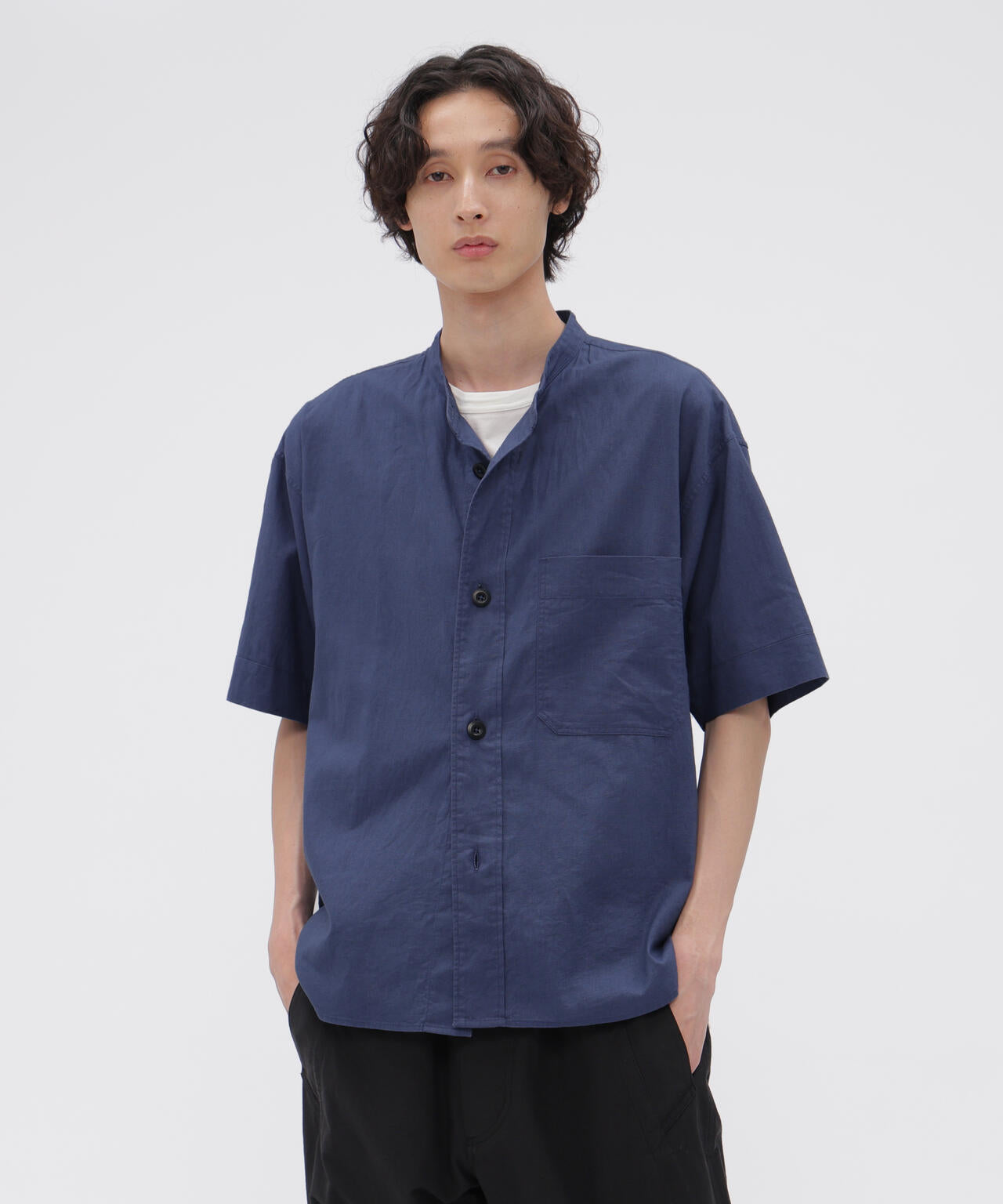 SURFACE DYED COTTON LINEN SHIRT