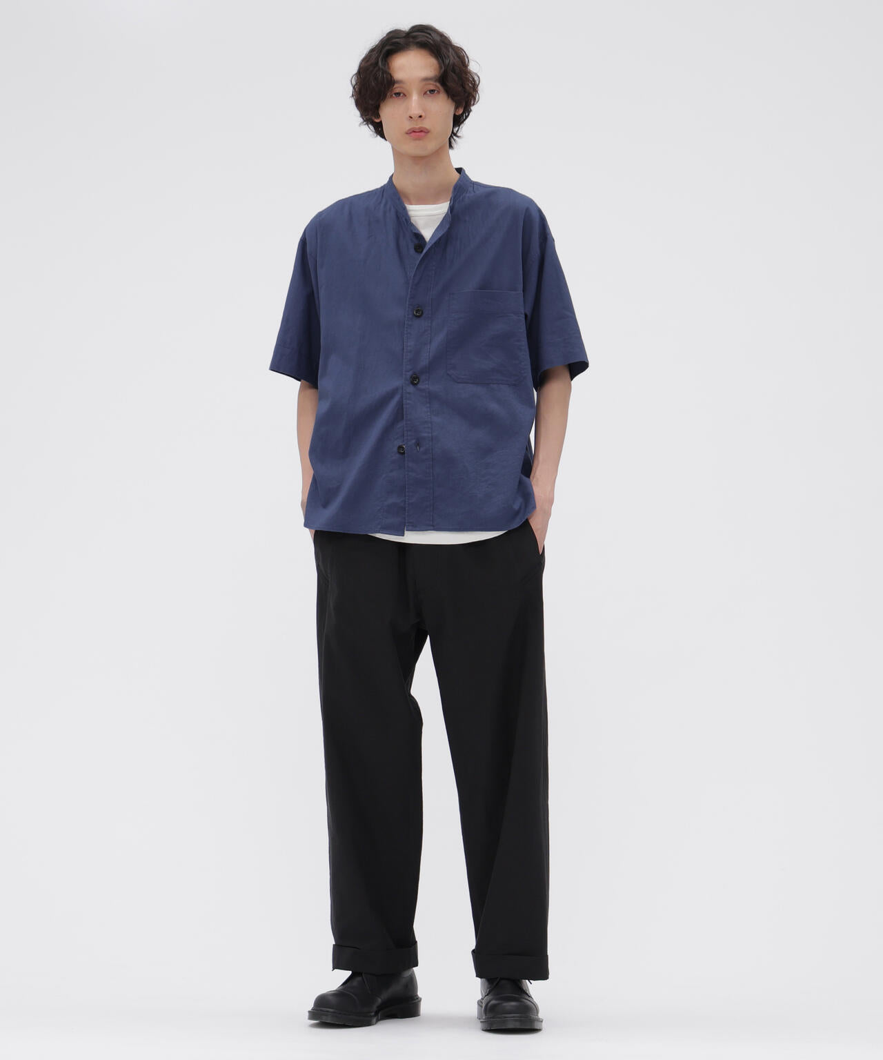 SURFACE DYED COTTON LINEN SHIRT