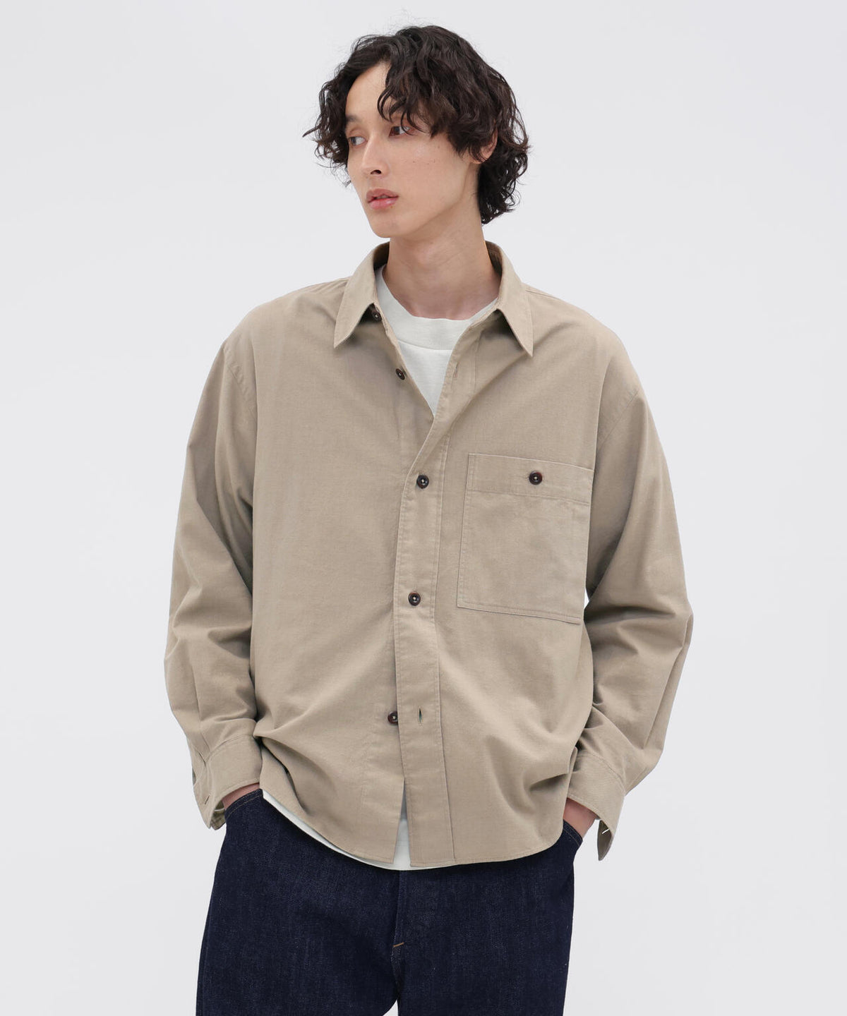 FINE COTTON WOOL TWILL SHIRT