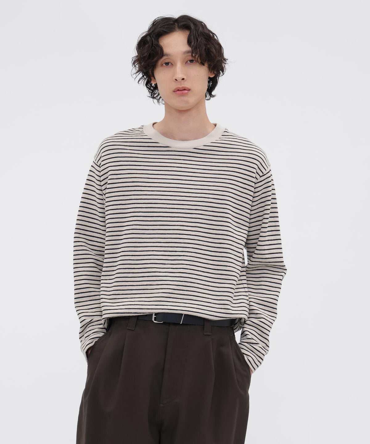 TEXTURED COTTON STRIPE TOP