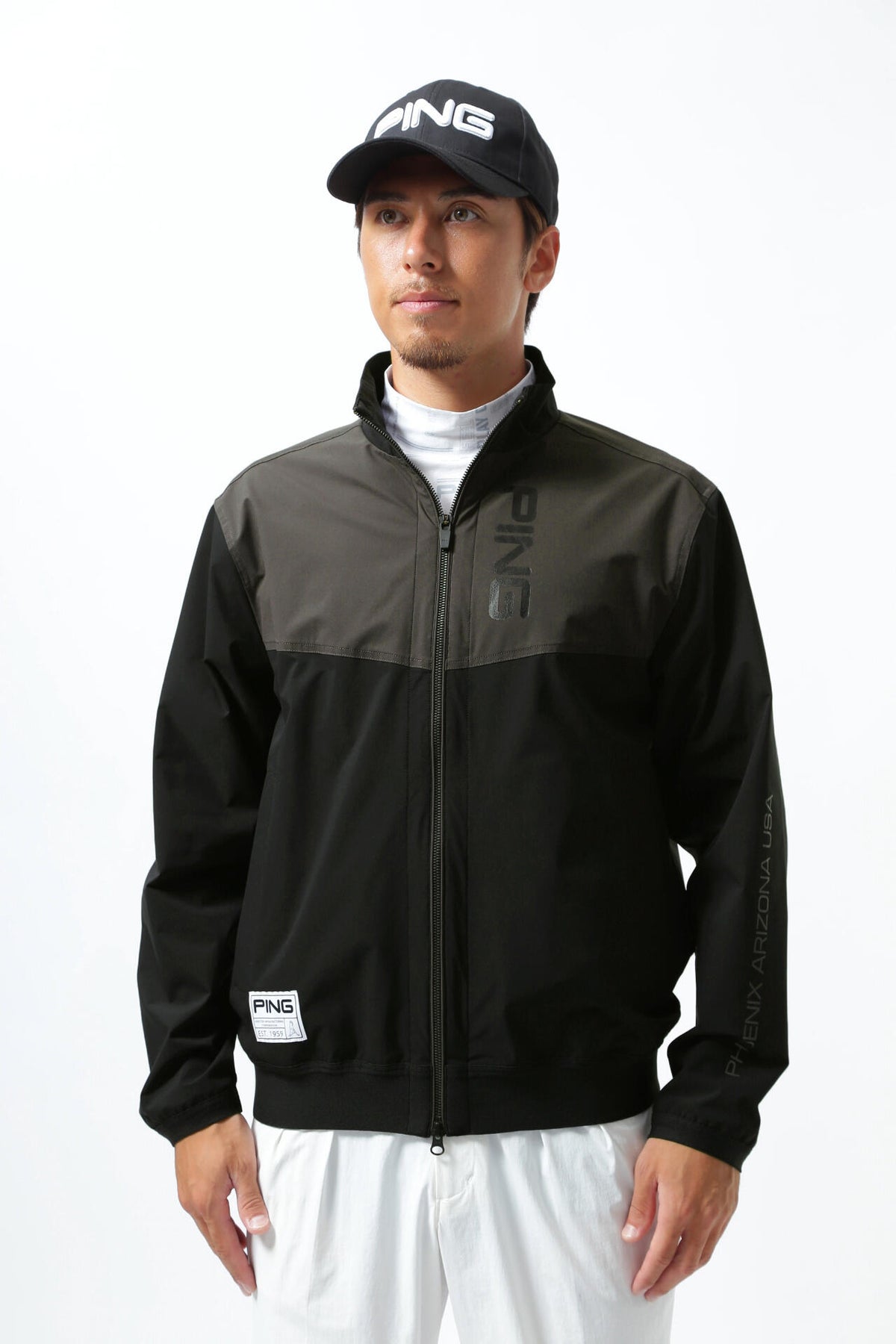 【PING APPAREL】撥水バイカラーフルジップ ストレッチブルゾン <GOLD> (MENS)