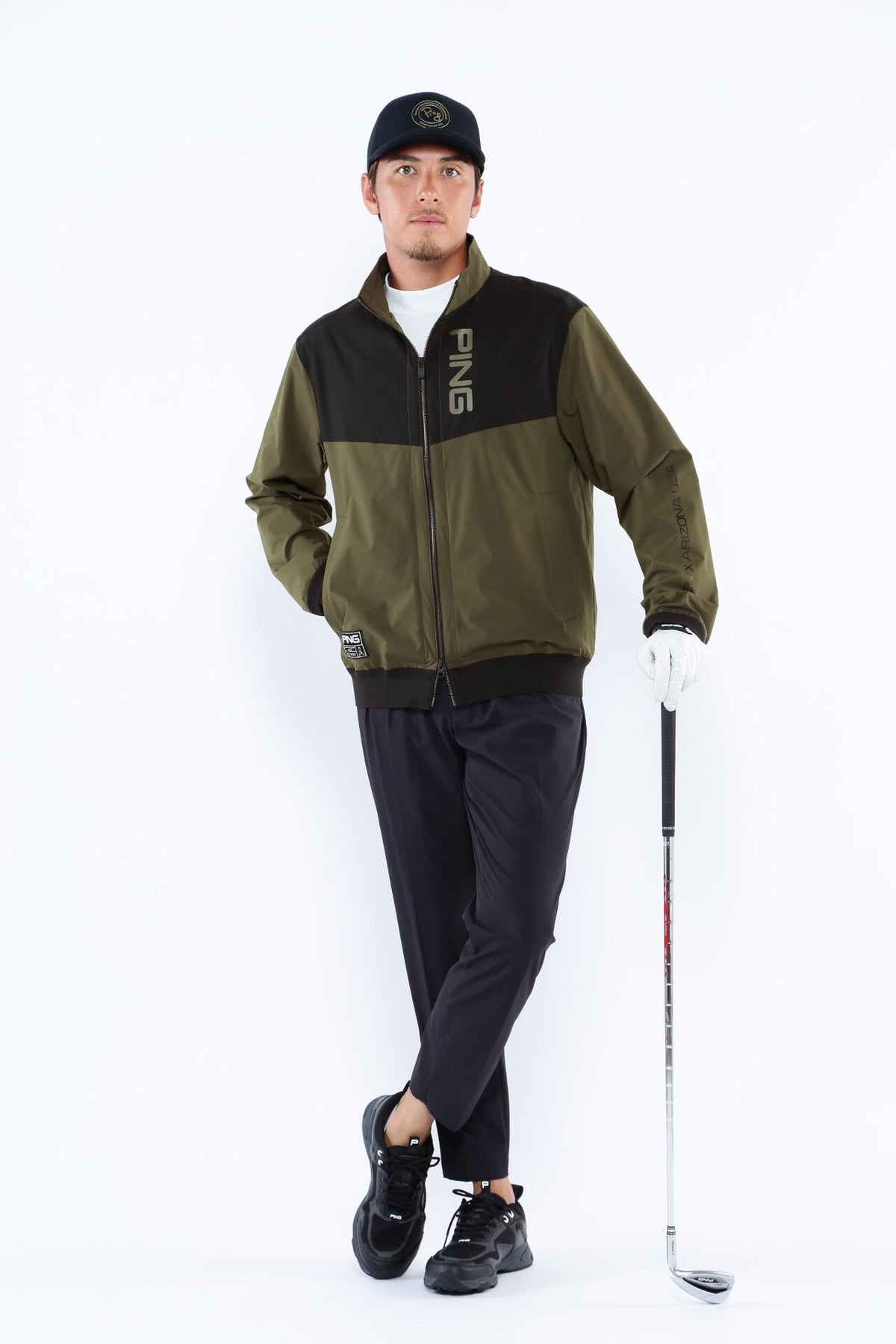 【PING APPAREL】撥水バイカラーフルジップ ストレッチブルゾン <GOLD> (MENS)