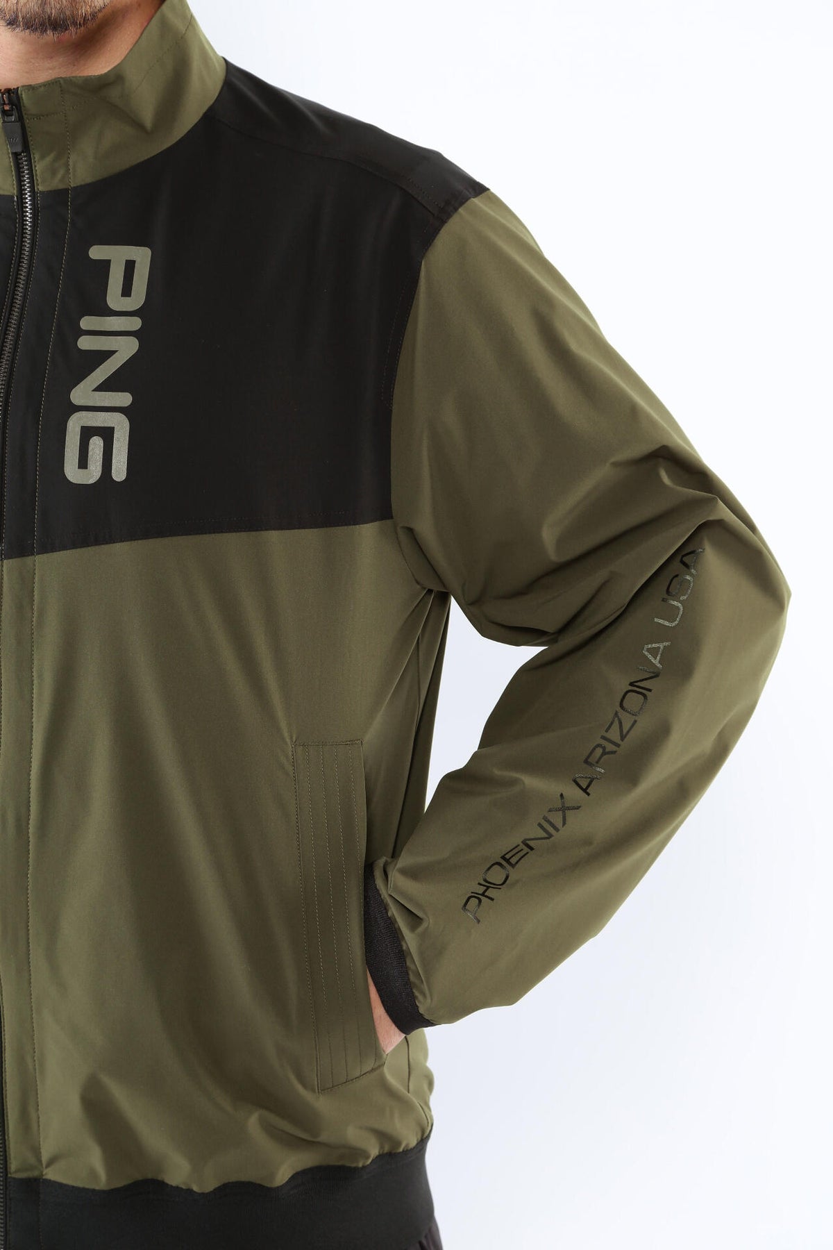 【PING APPAREL】撥水バイカラーフルジップ ストレッチブルゾン <GOLD> (MENS)