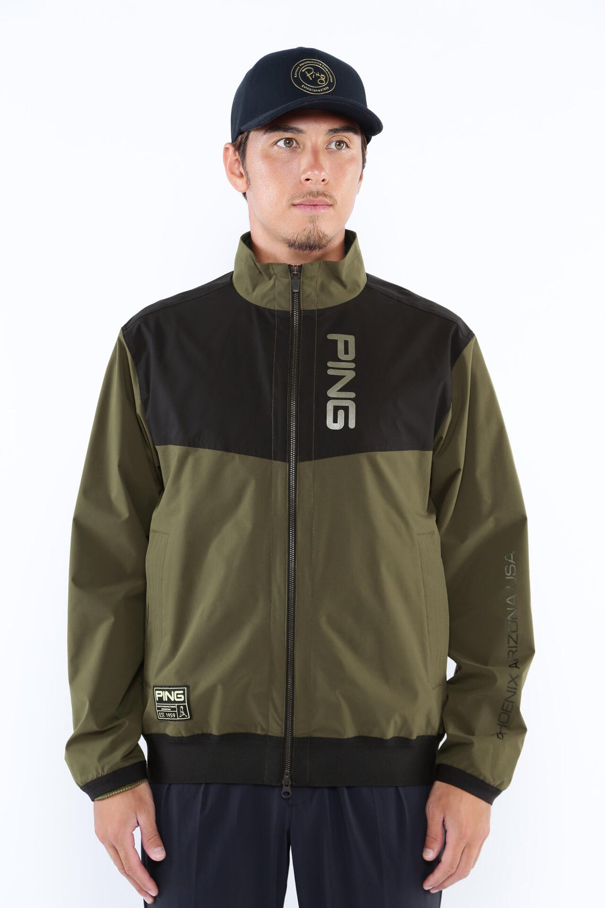 【PING APPAREL】撥水バイカラーフルジップ ストレッチブルゾン <GOLD> (MENS)