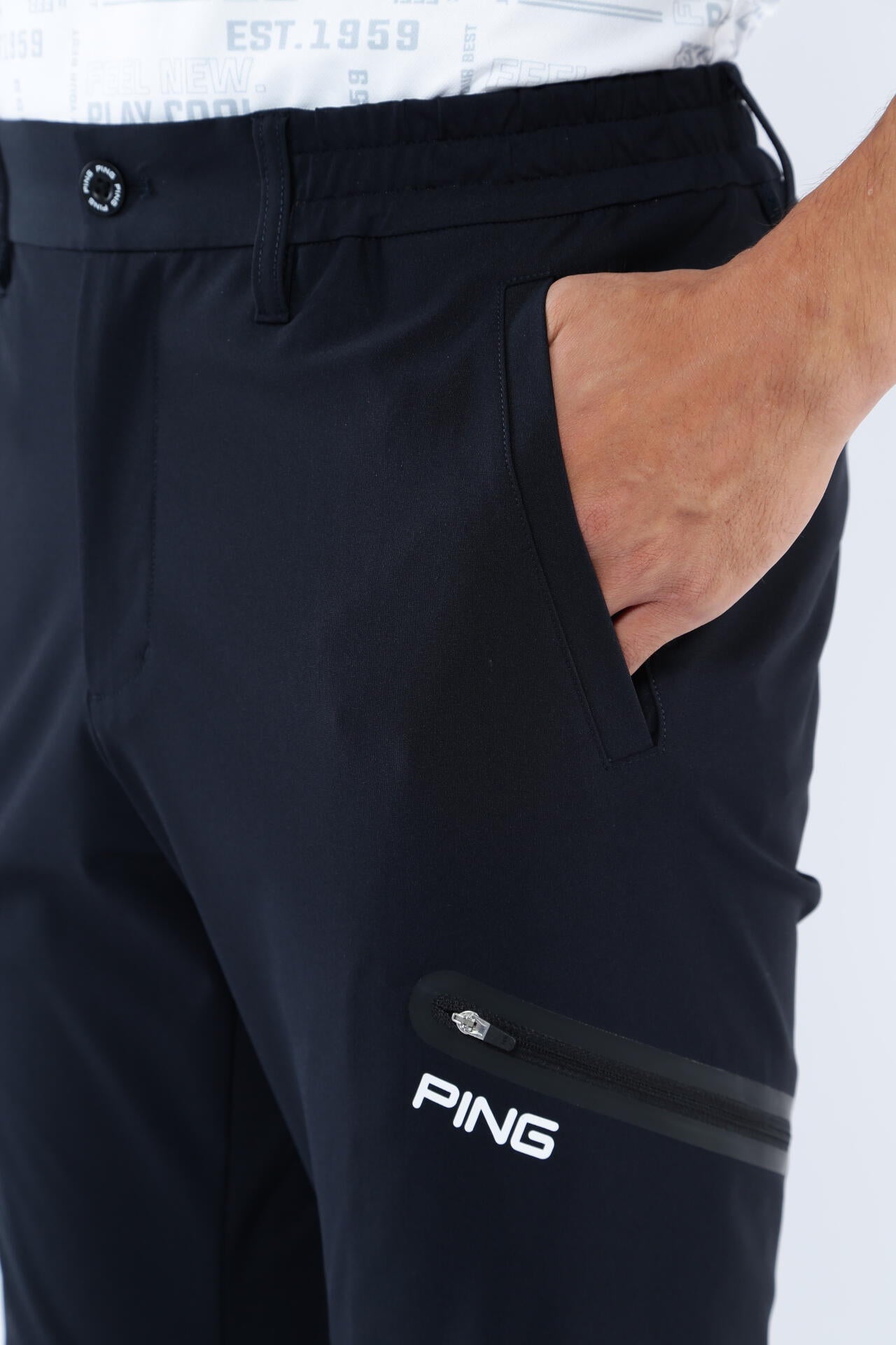 【PING APPAREL】エコブルー ハイテンションテーパードパンツ <GOLD> (MENS)