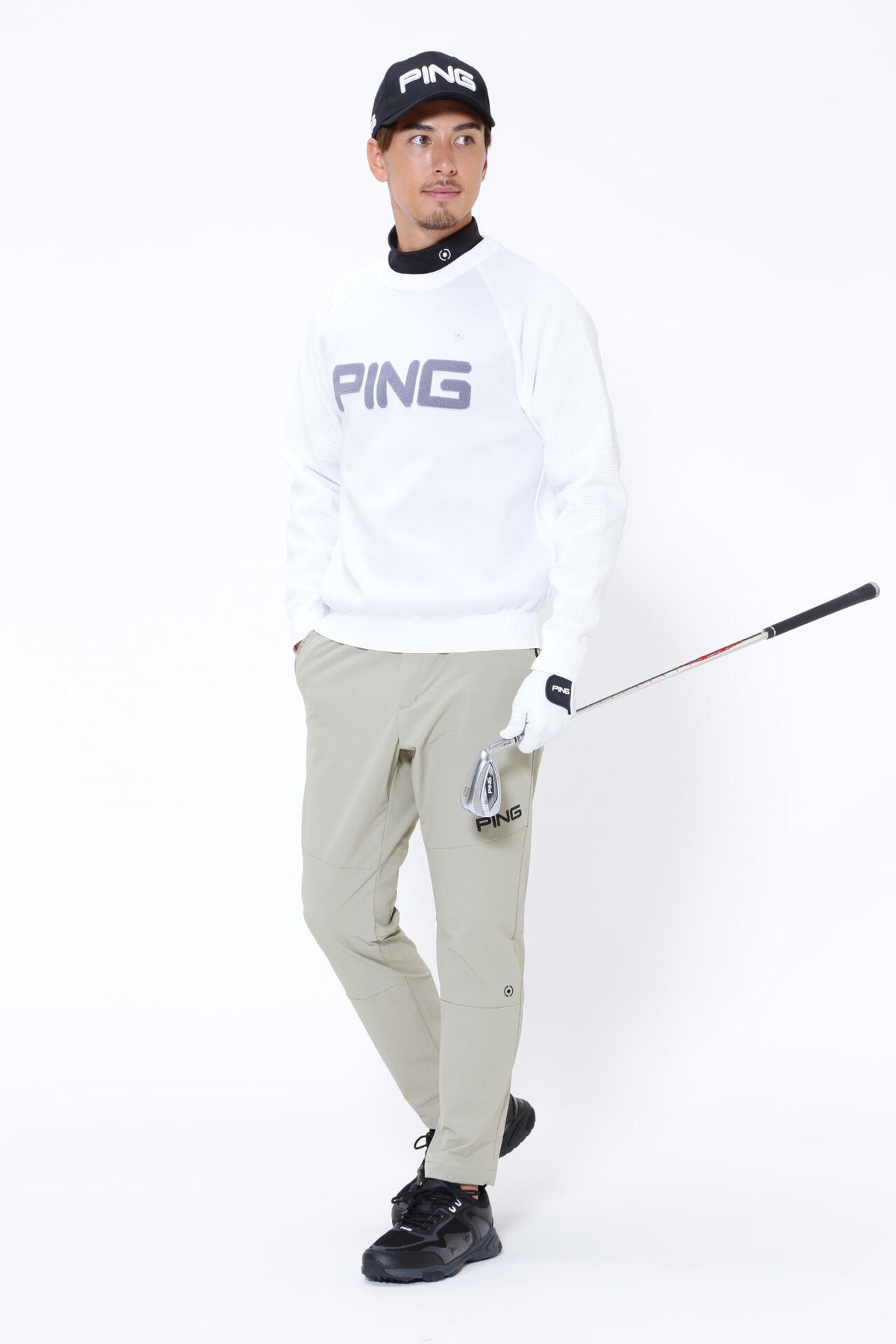 【PING APPAREL】クールコア ストレッチ起毛 長袖ハイネックカットソー <PERFORMANCE> (MENS)
