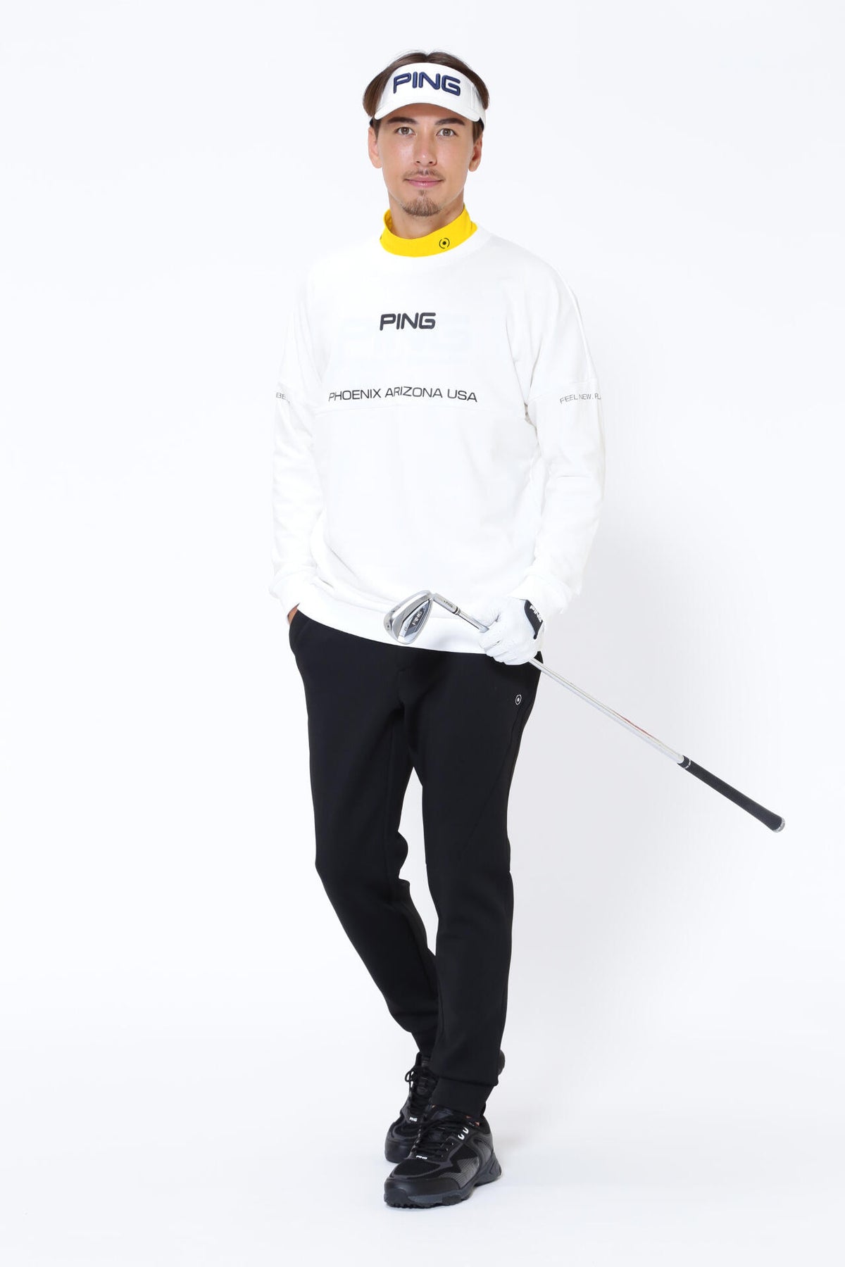 【PING APPAREL】クールコア ストレッチ起毛 長袖ハイネックカットソー <PERFORMANCE> (MENS)