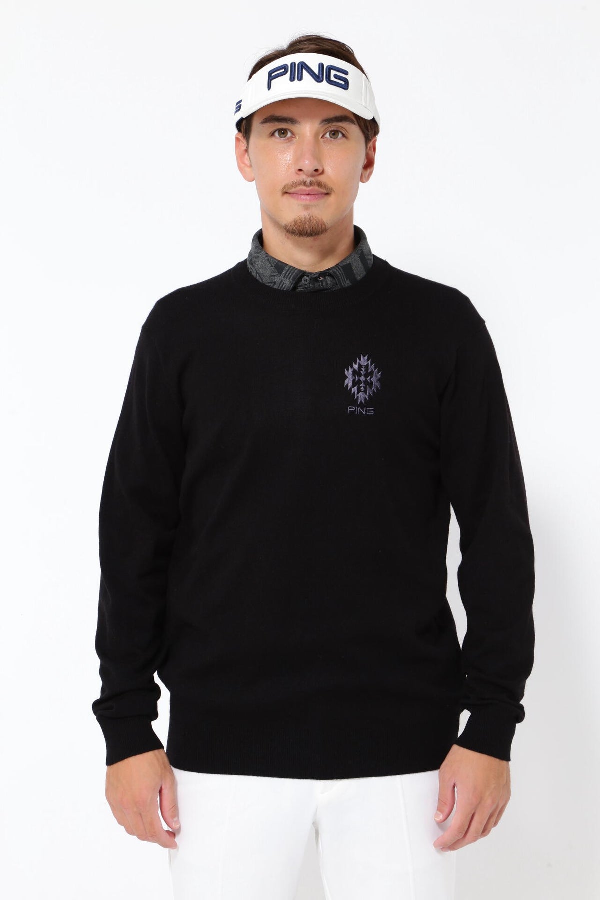 【PING APPAREL】10色展開 プレーンニッティング クルーネックニット <NATIVE> (MENS)