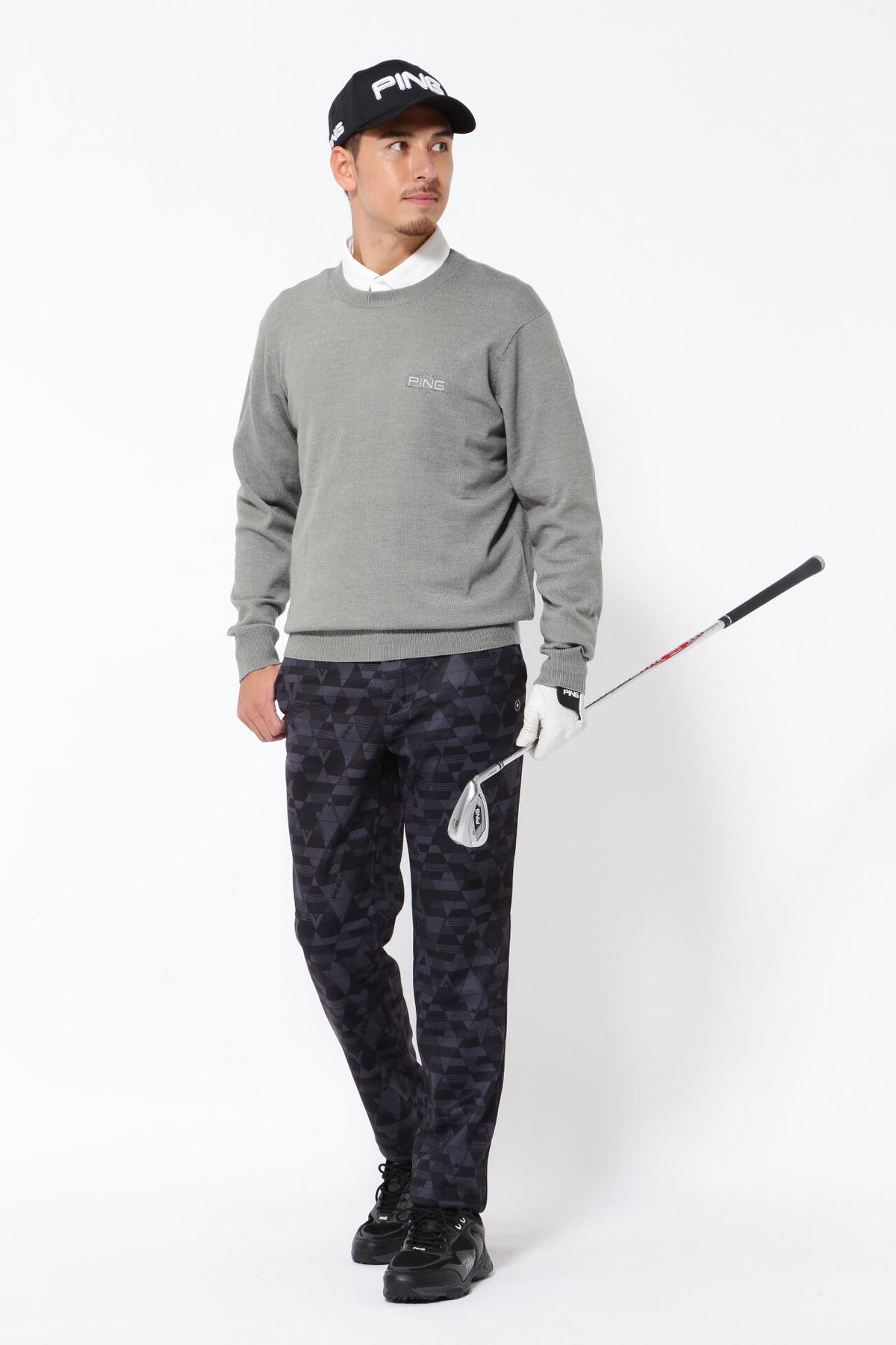 【PING APPAREL】10色展開 プレーンニッティング クルーネックニット <NATIVE> (MENS)