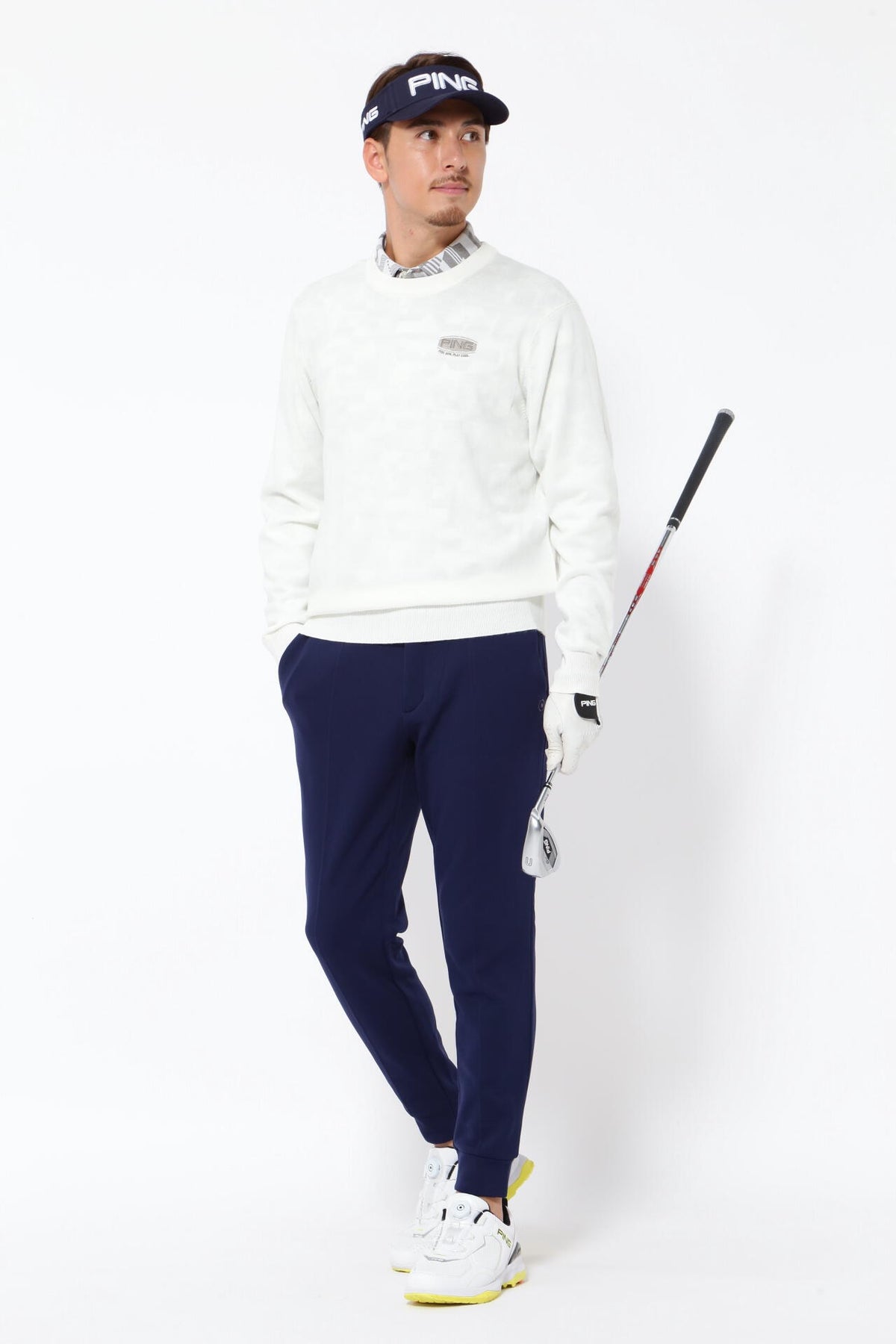 【PING APPAREL】10色展開 プレーンニッティング クルーネックニット <NATIVE> (MENS)
