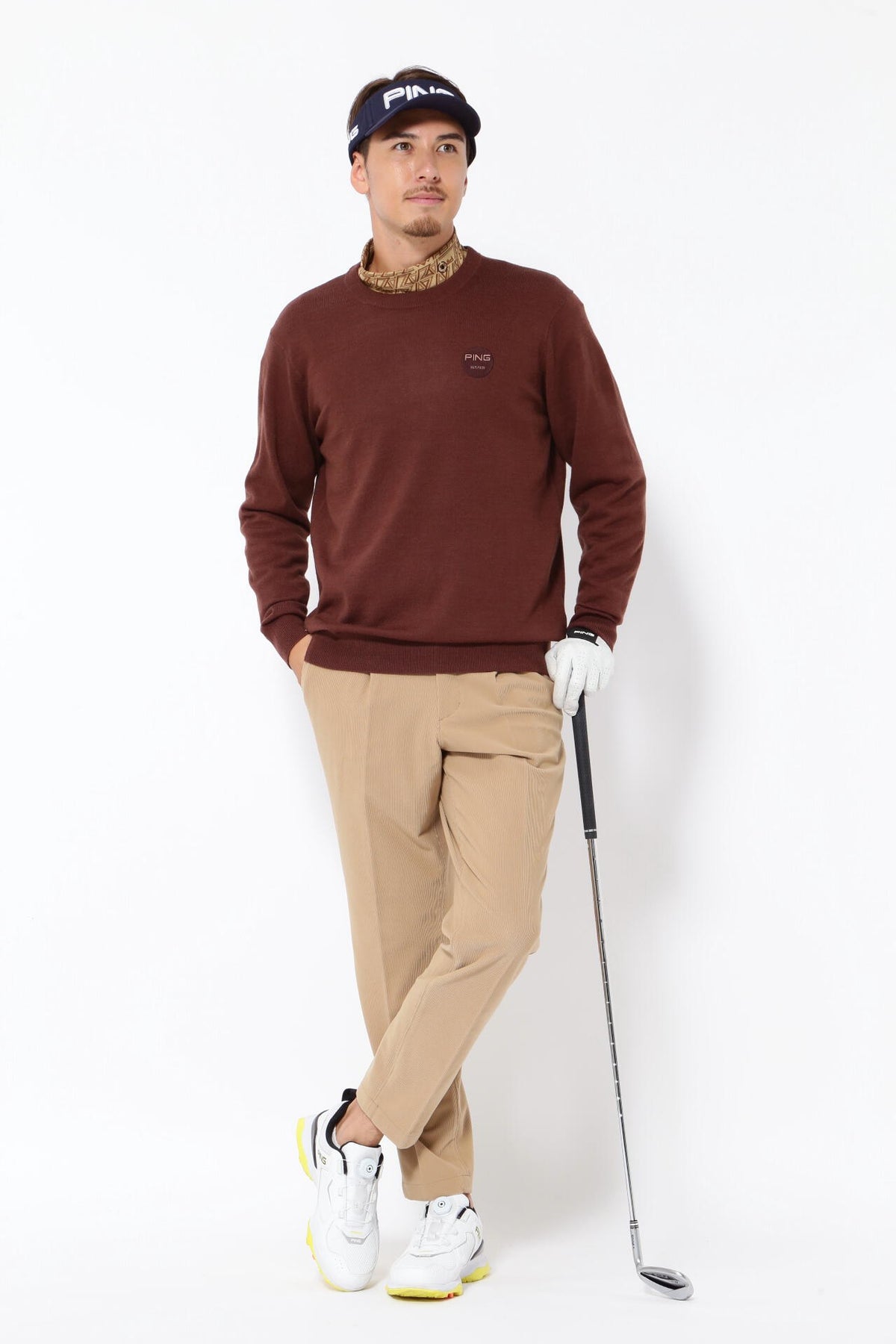 【PING APPAREL】10色展開 プレーンニッティング クルーネックニット <NATIVE> (MENS)