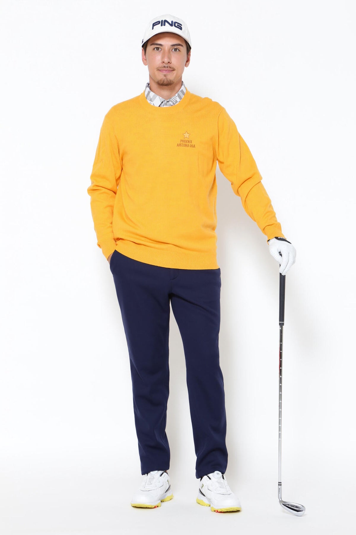 【PING APPAREL】10色展開 プレーンニッティング クルーネックニット <NATIVE> (MENS)
