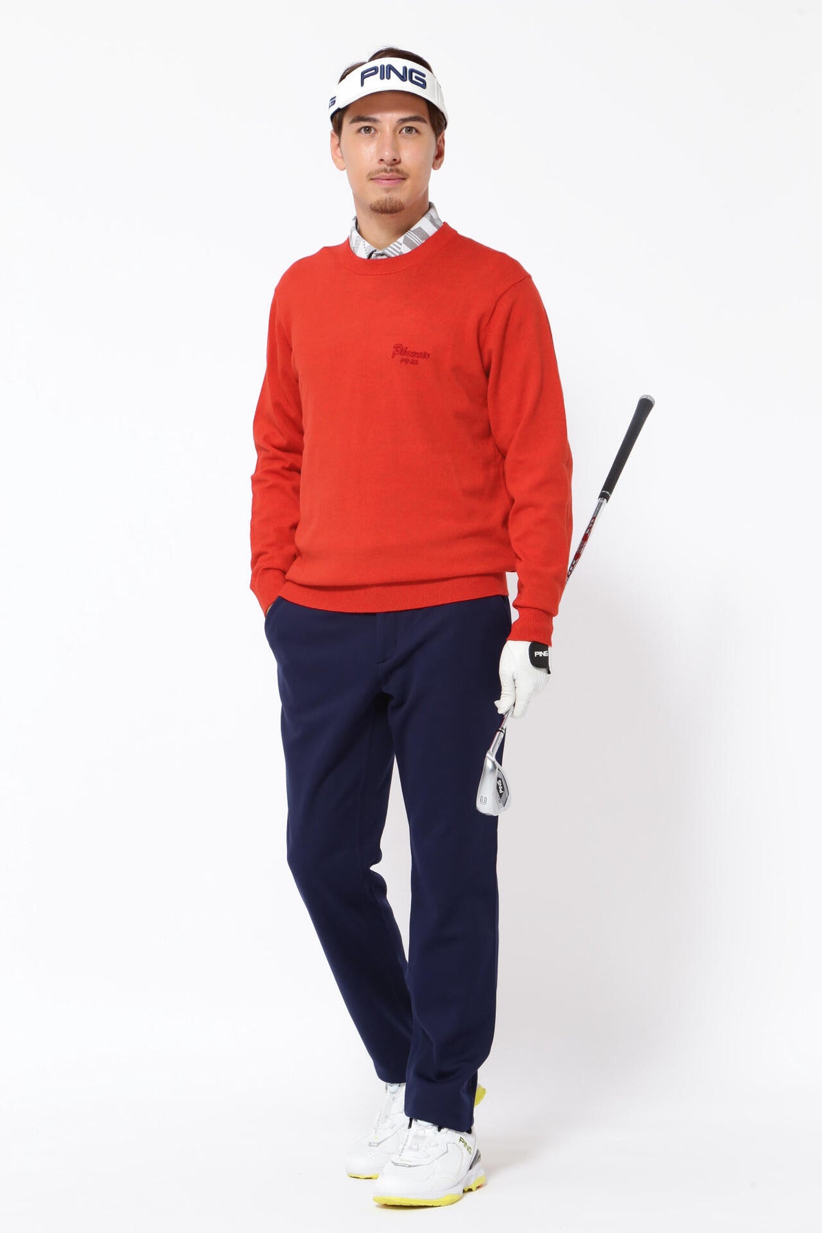 【PING APPAREL】10色展開 プレーンニッティング クルーネックニット <NATIVE> (MENS)