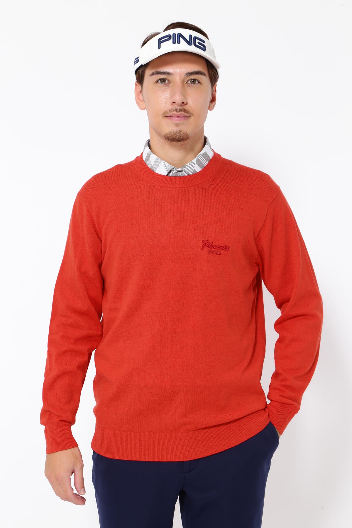 【PING APPAREL】10色展開 プレーンニッティング クルーネックニット <NATIVE> (MENS)