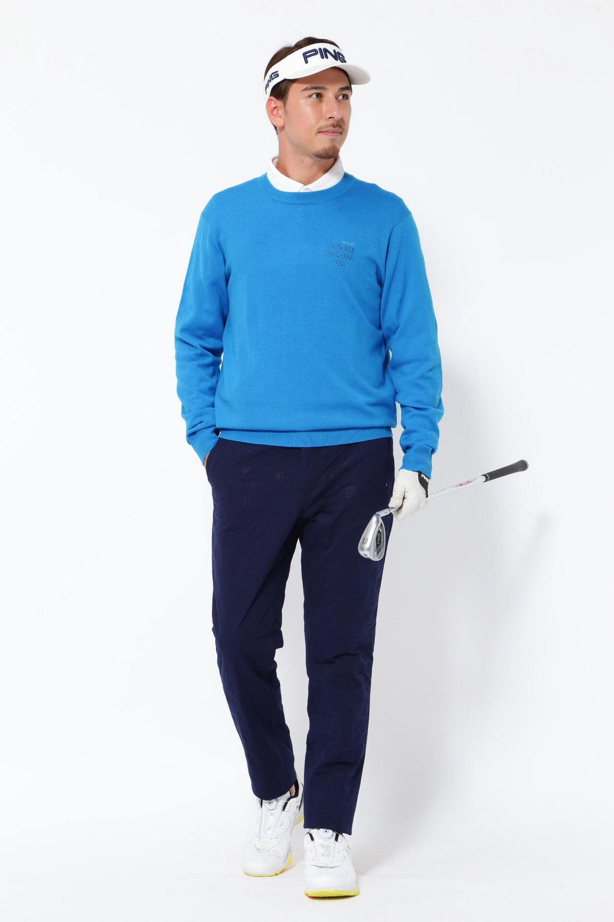 【PING APPAREL】10色展開 プレーンニッティング クルーネックニット <NATIVE> (MENS)