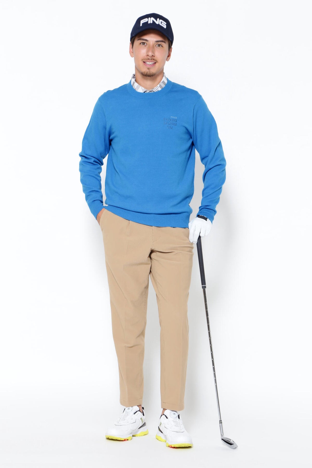 【PING APPAREL】10色展開 プレーンニッティング クルーネックニット <NATIVE> (MENS)