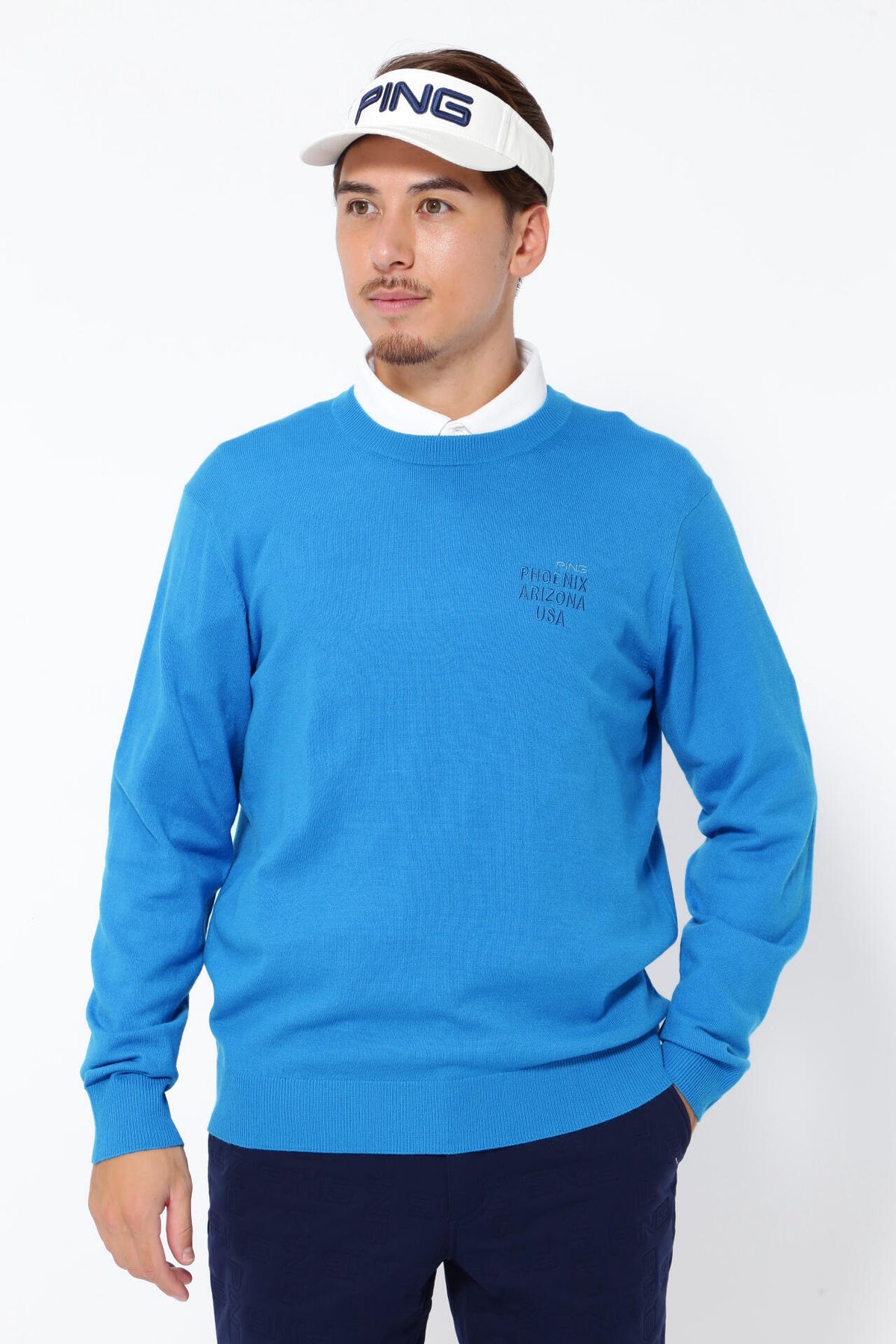 【PING APPAREL】10色展開 プレーンニッティング クルーネックニット <NATIVE> (MENS)