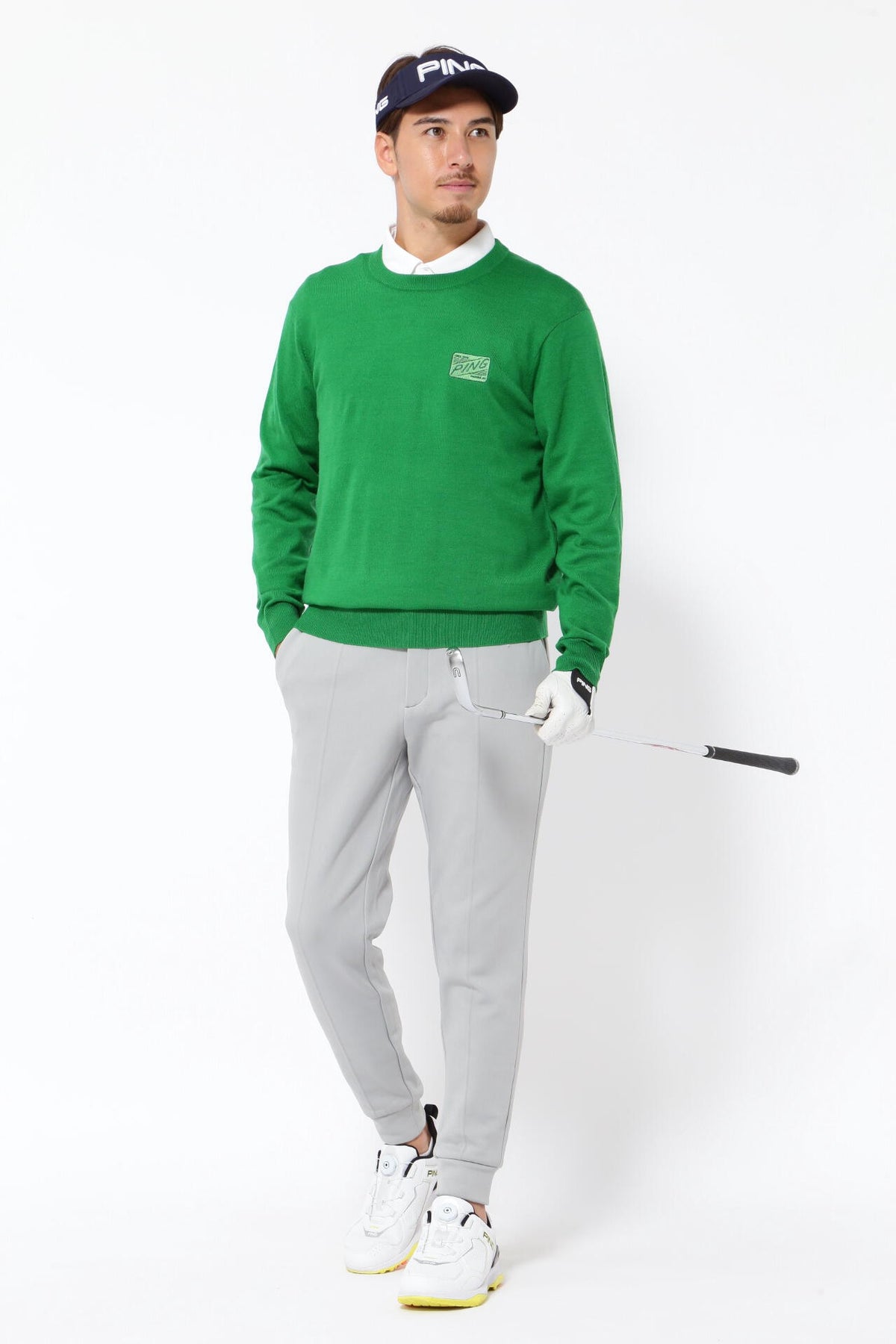 【PING APPAREL】10色展開 プレーンニッティング クルーネックニット <NATIVE> (MENS)