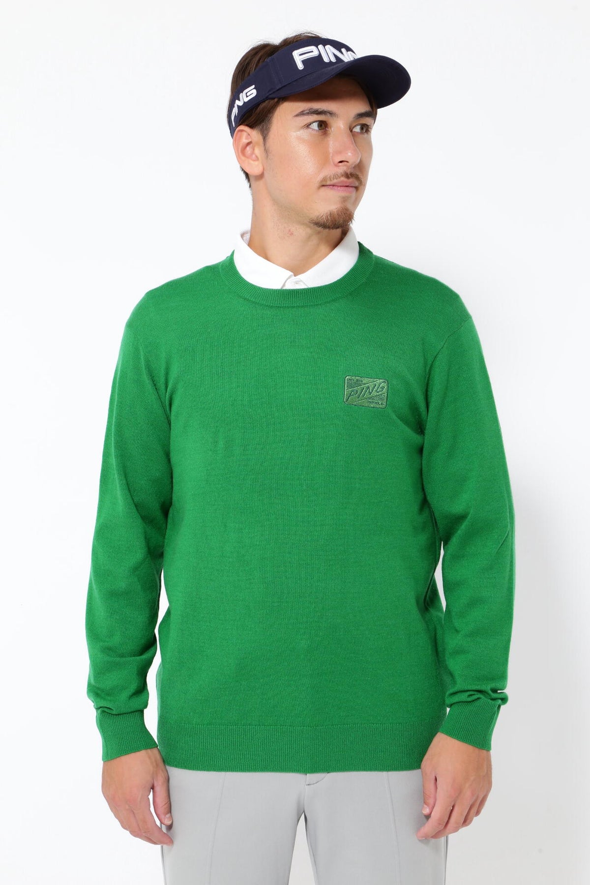 【PING APPAREL】10色展開 プレーンニッティング クルーネックニット <NATIVE> (MENS)