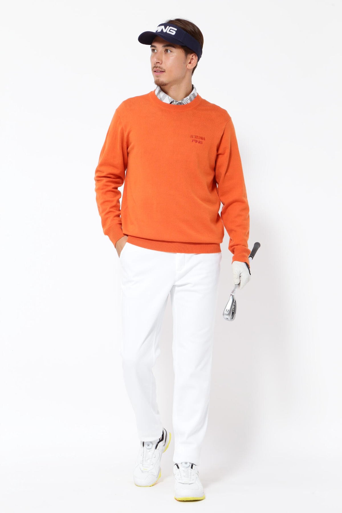 【PING APPAREL】10色展開 プレーンニッティング クルーネックニット <NATIVE> (MENS)