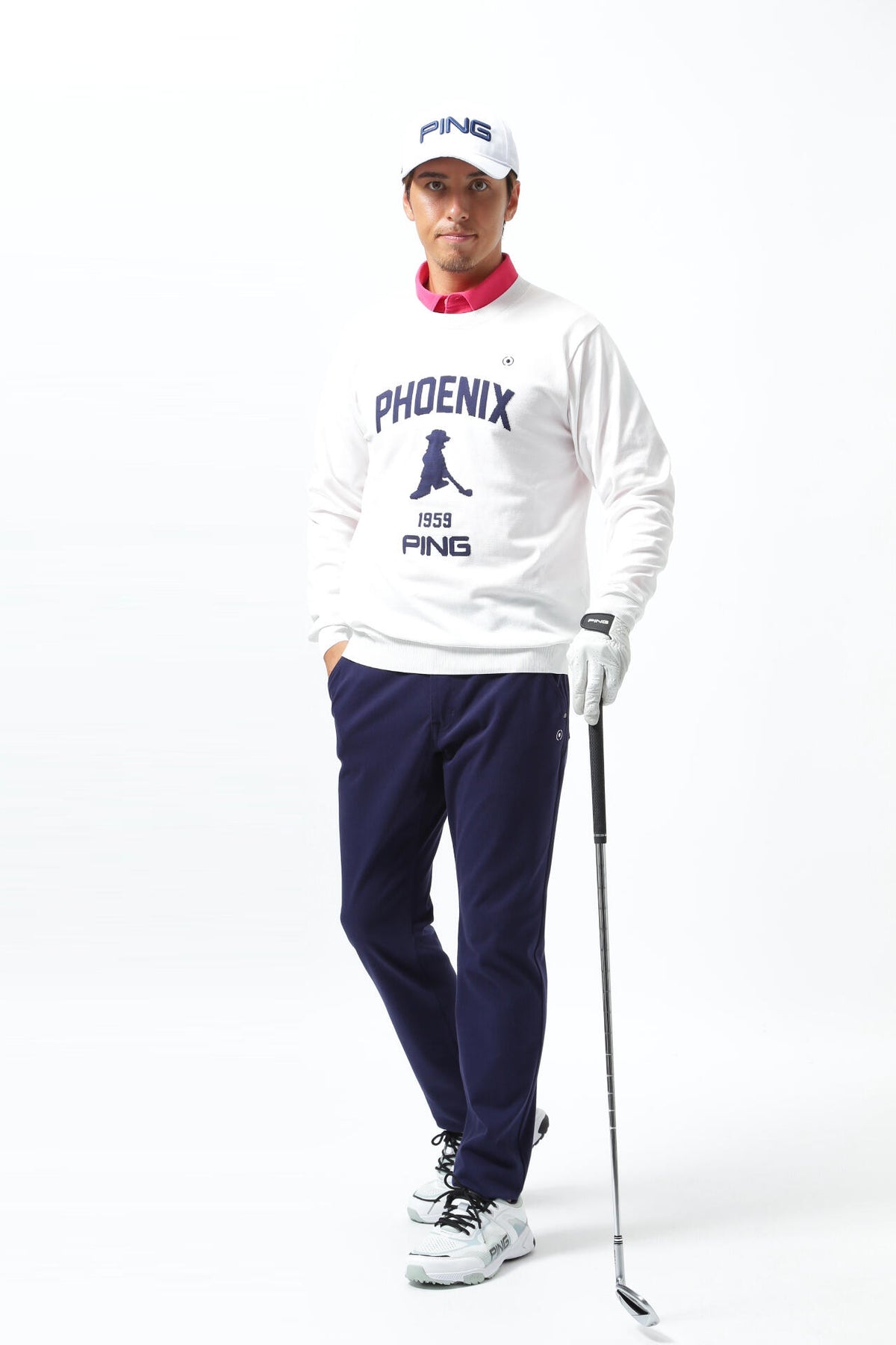 【PING APPAEREL】PHOENIX Mr.PINGジャガード軽量クルーネックニットプルオーバー <NATIVE> (MENS)
