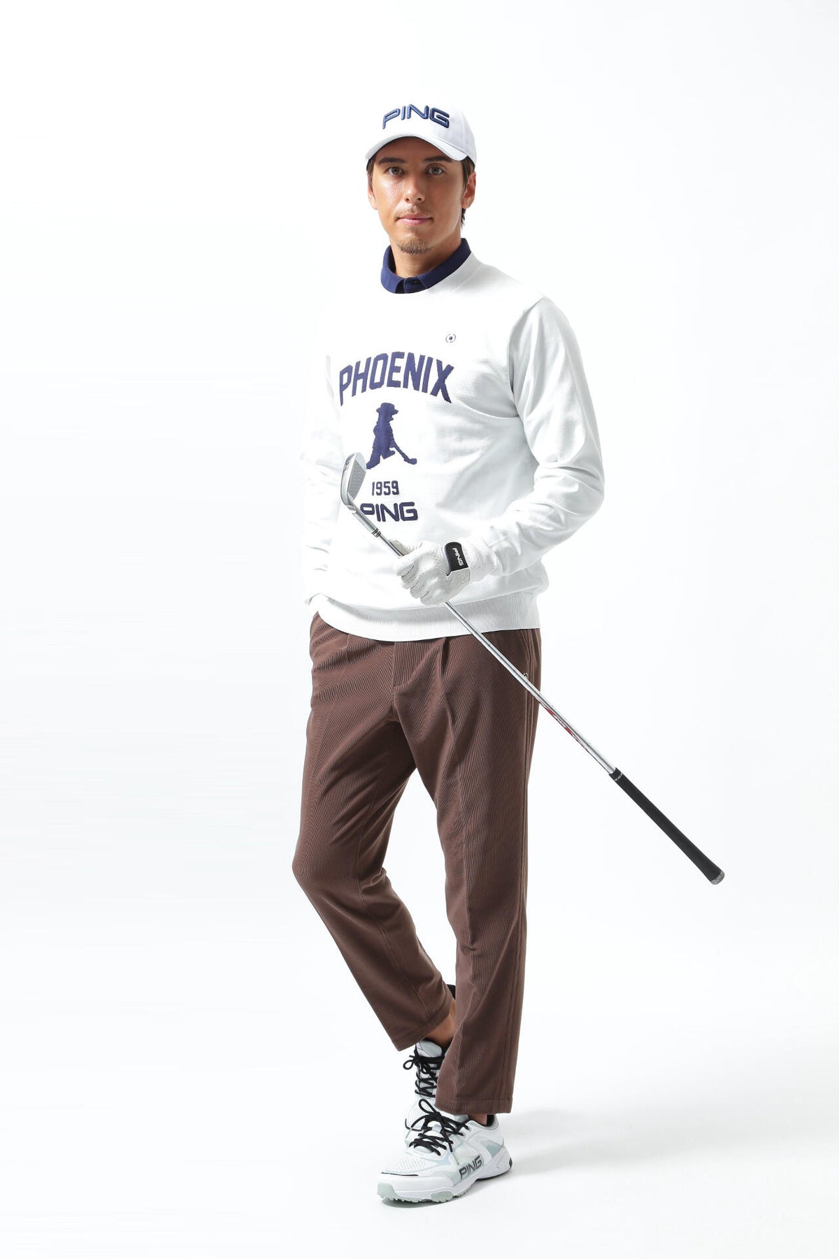 【PING APPAEREL】PHOENIX Mr.PINGジャガード軽量クルーネックニットプルオーバー <NATIVE> (MENS)