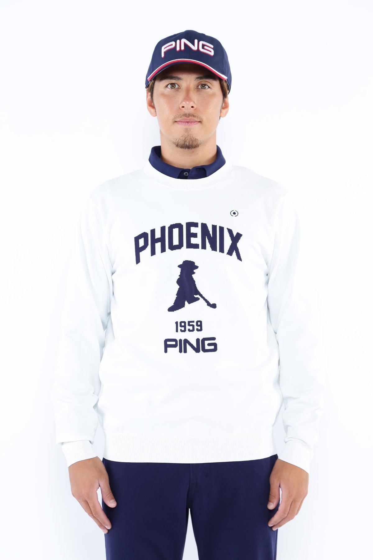 【PING APPAEREL】PHOENIX Mr.PINGジャガード軽量クルーネックニットプルオーバー <NATIVE> (MENS)